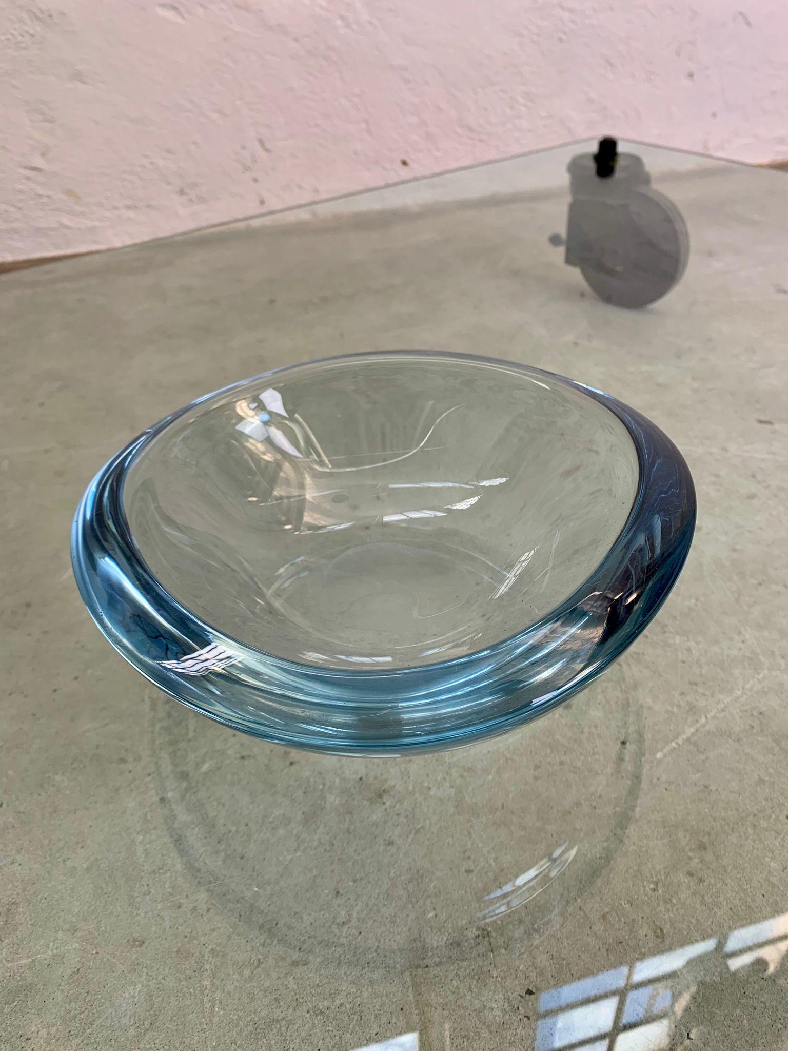 Mid-Century Modern Transparent blue Murano glass bowl, 1970s For Sale