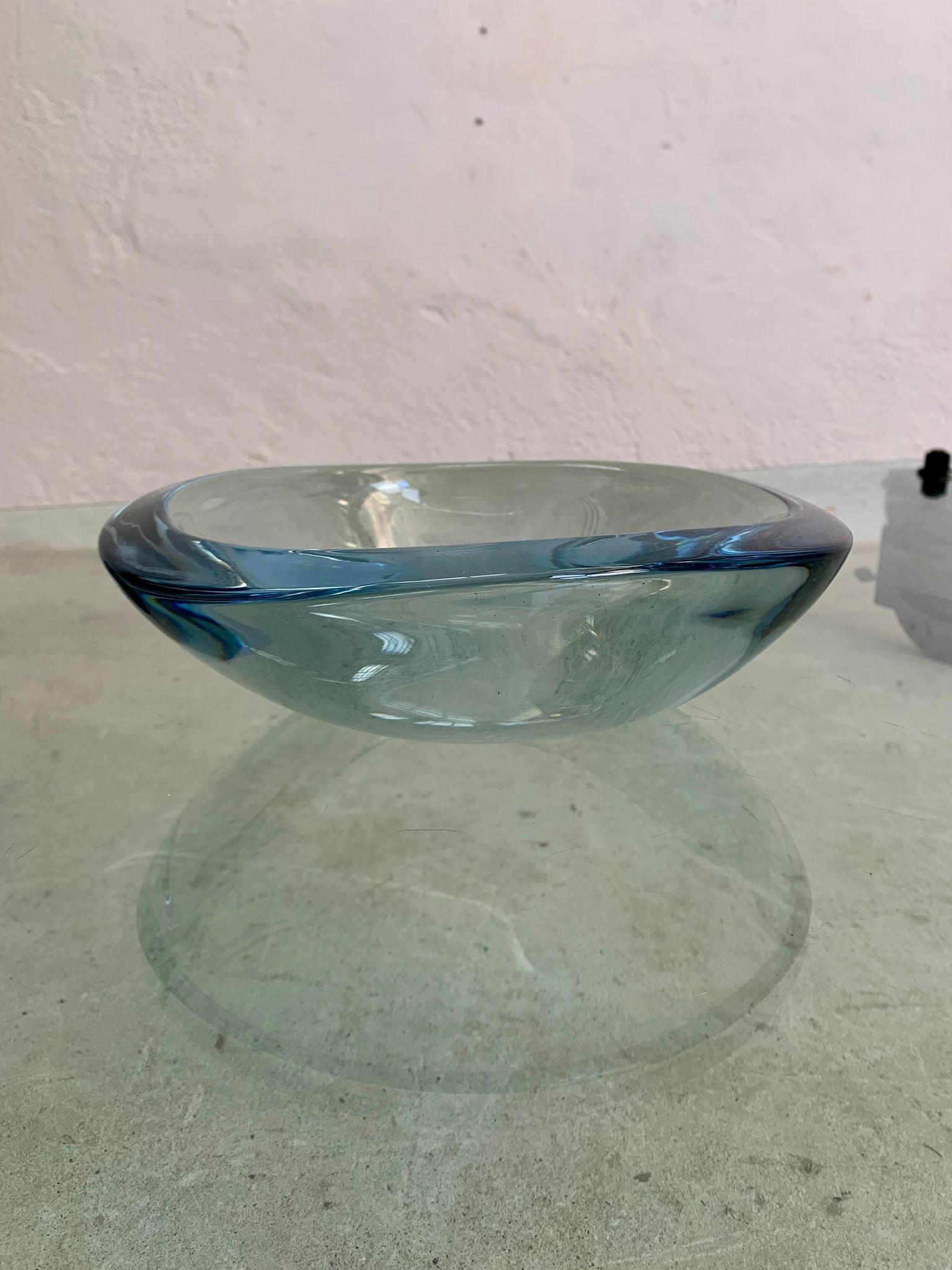 Late 20th Century Transparent blue Murano glass bowl, 1970s For Sale