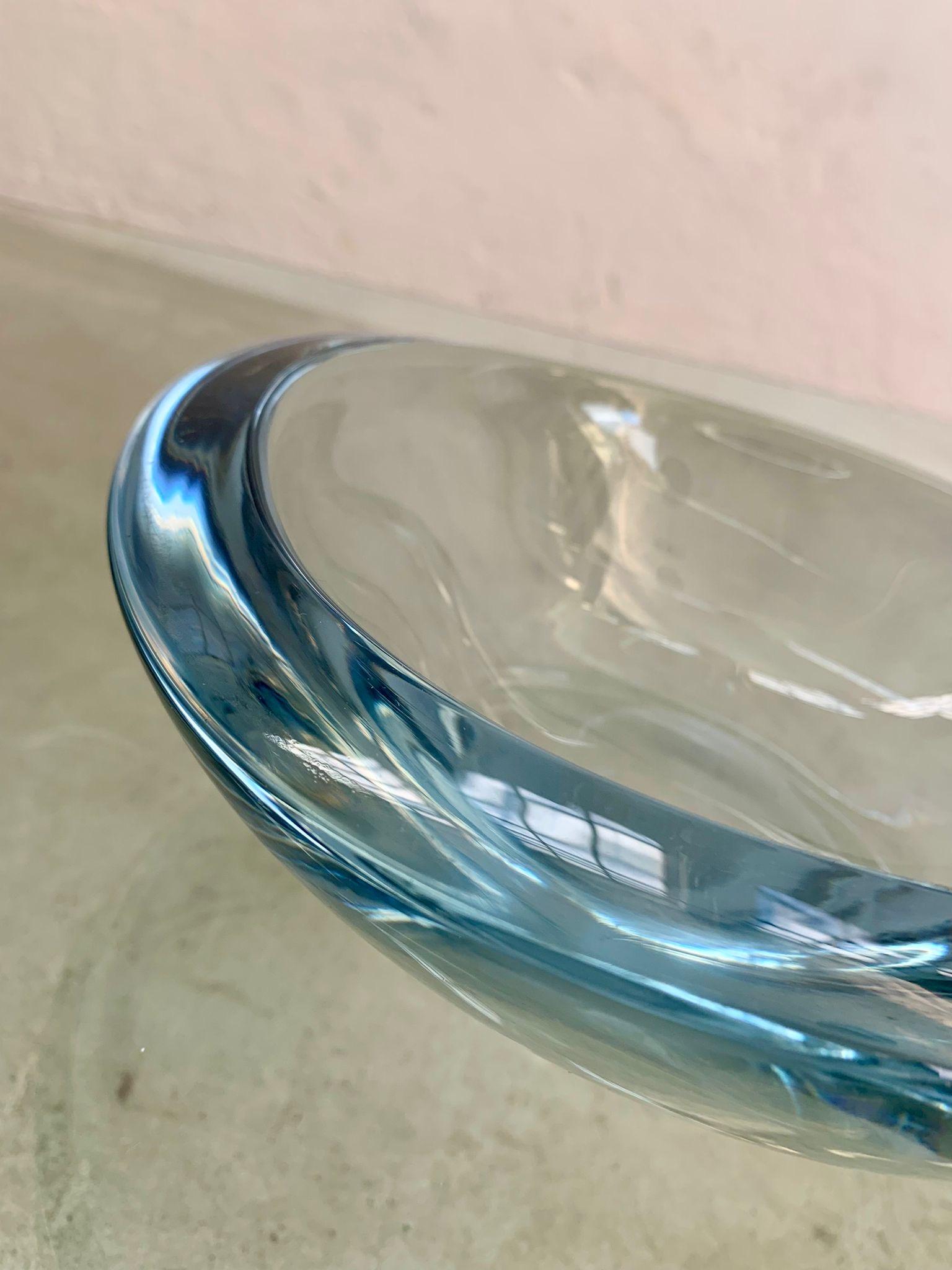Murano Glass Transparent blue Murano glass bowl, 1970s For Sale