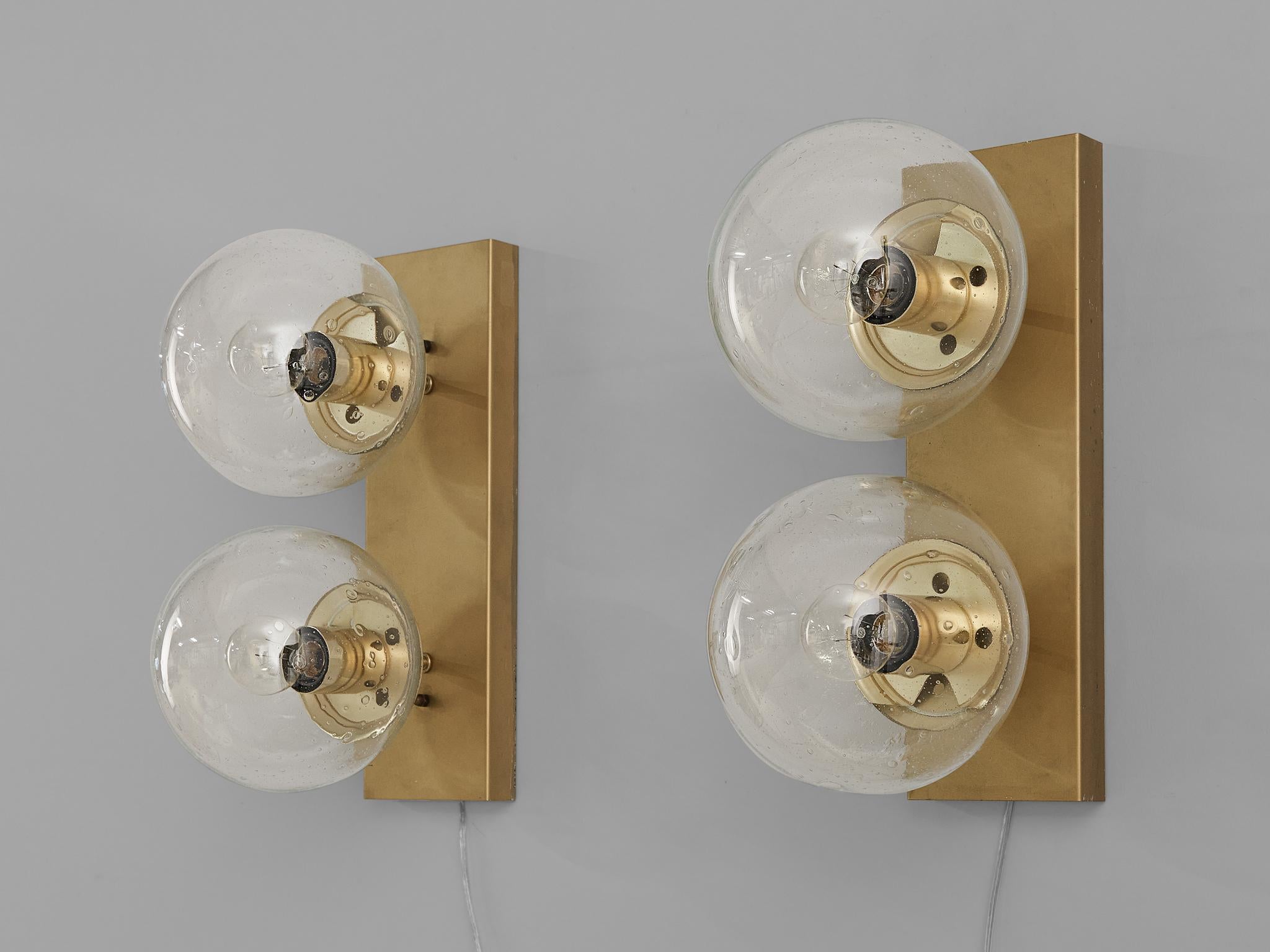 Transparent Brass Wall Lights in Brass and Glass 4