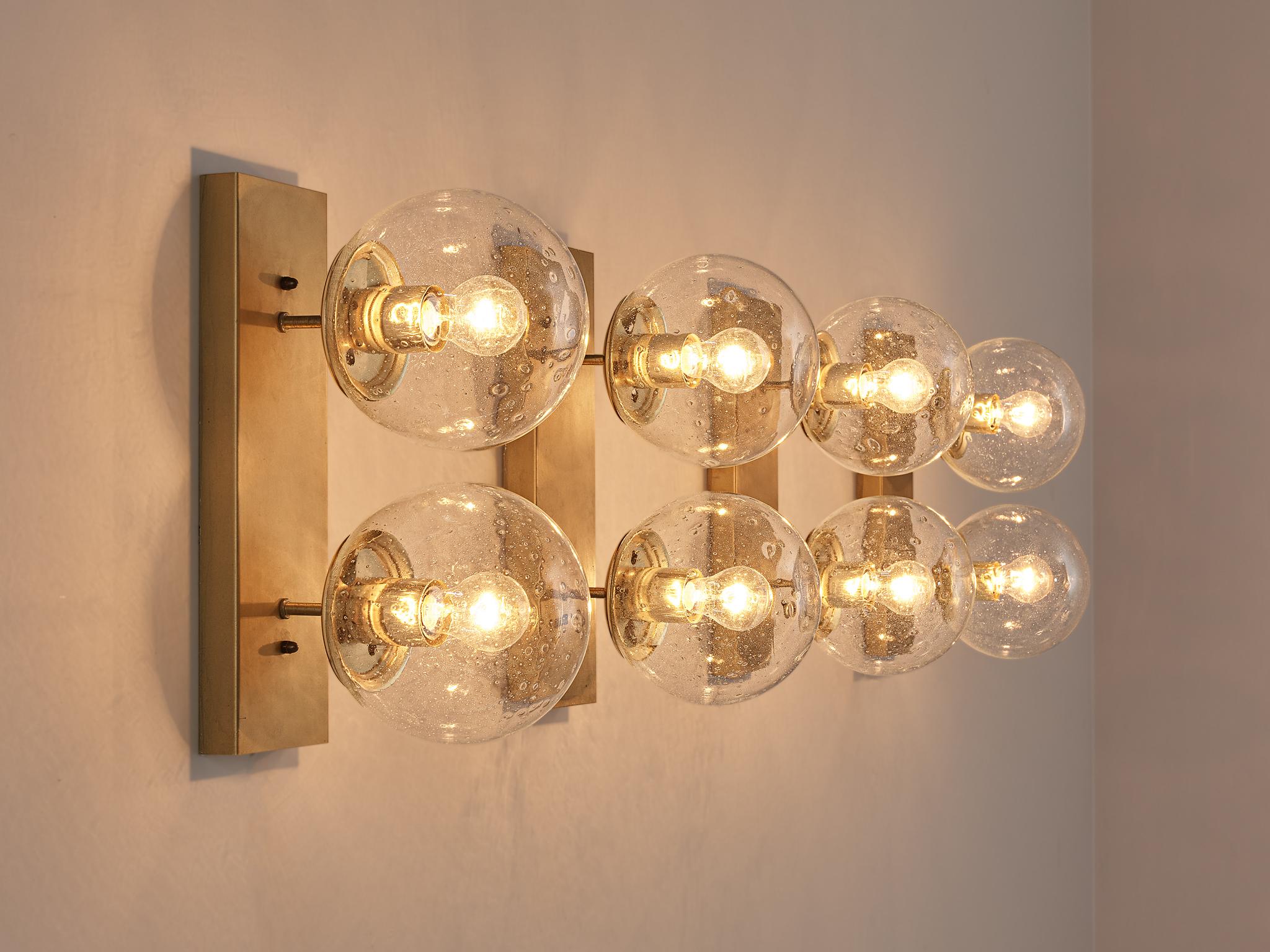 Transparent Brass Wall Lights in Brass and Glass In Good Condition In Waalwijk, NL