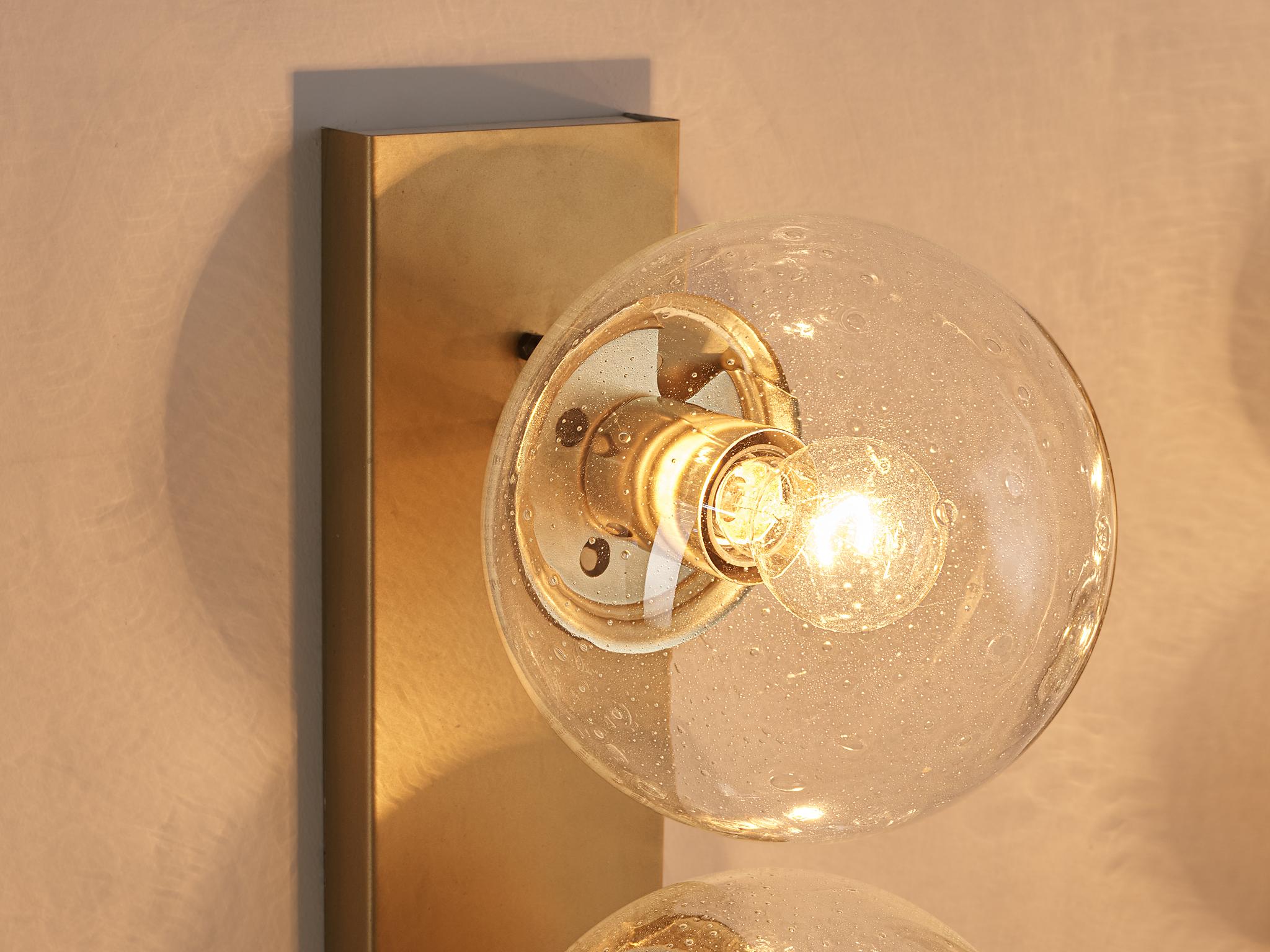 Transparent Brass Wall Lights in Brass and Glass 1