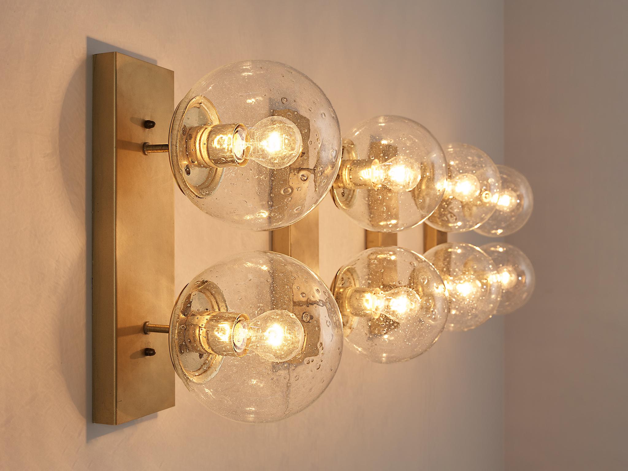 Transparent Brass Wall Lights in Brass and Glass 2