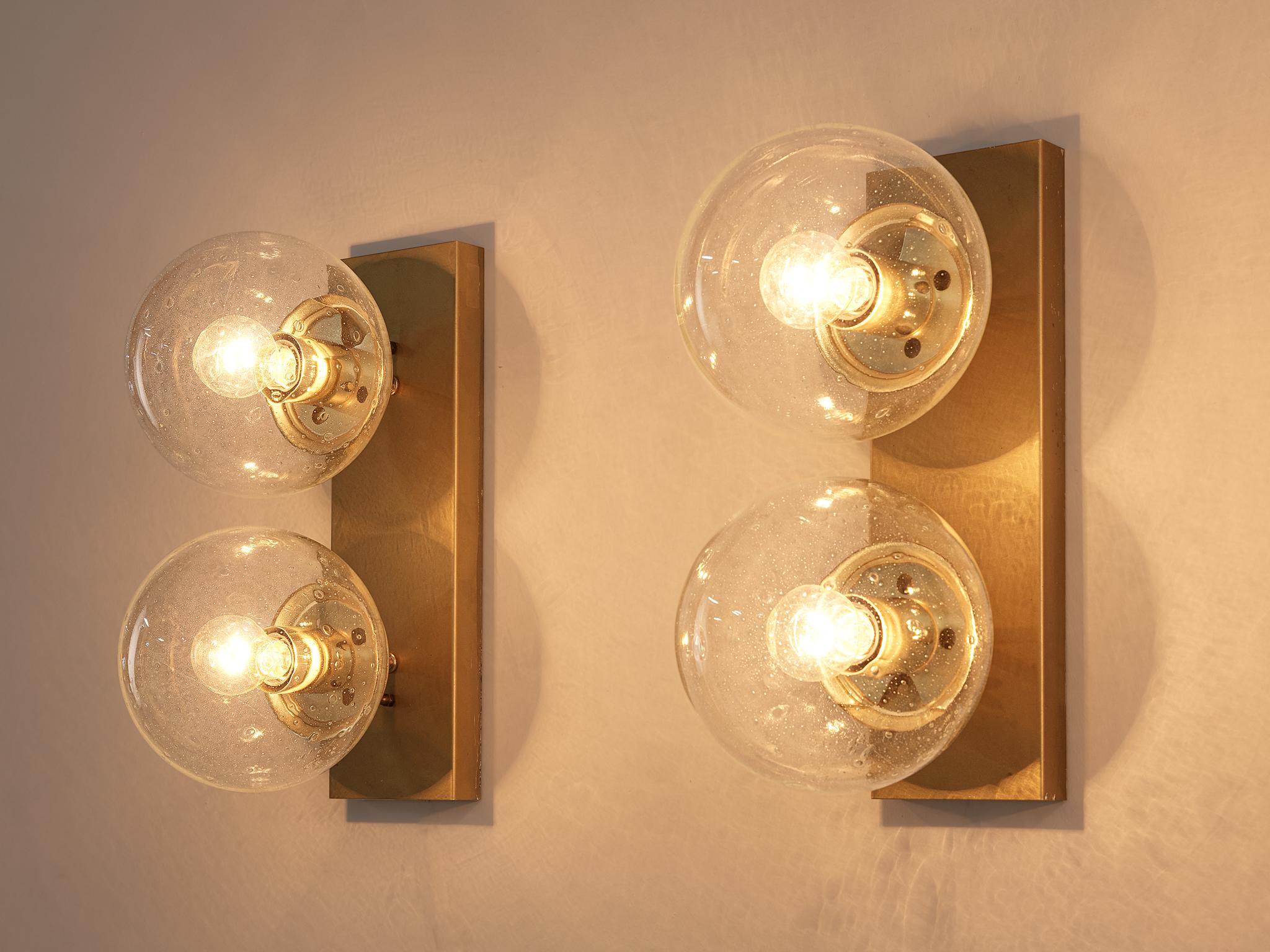 Transparent Brass Wall Lights in Brass and Glass 3