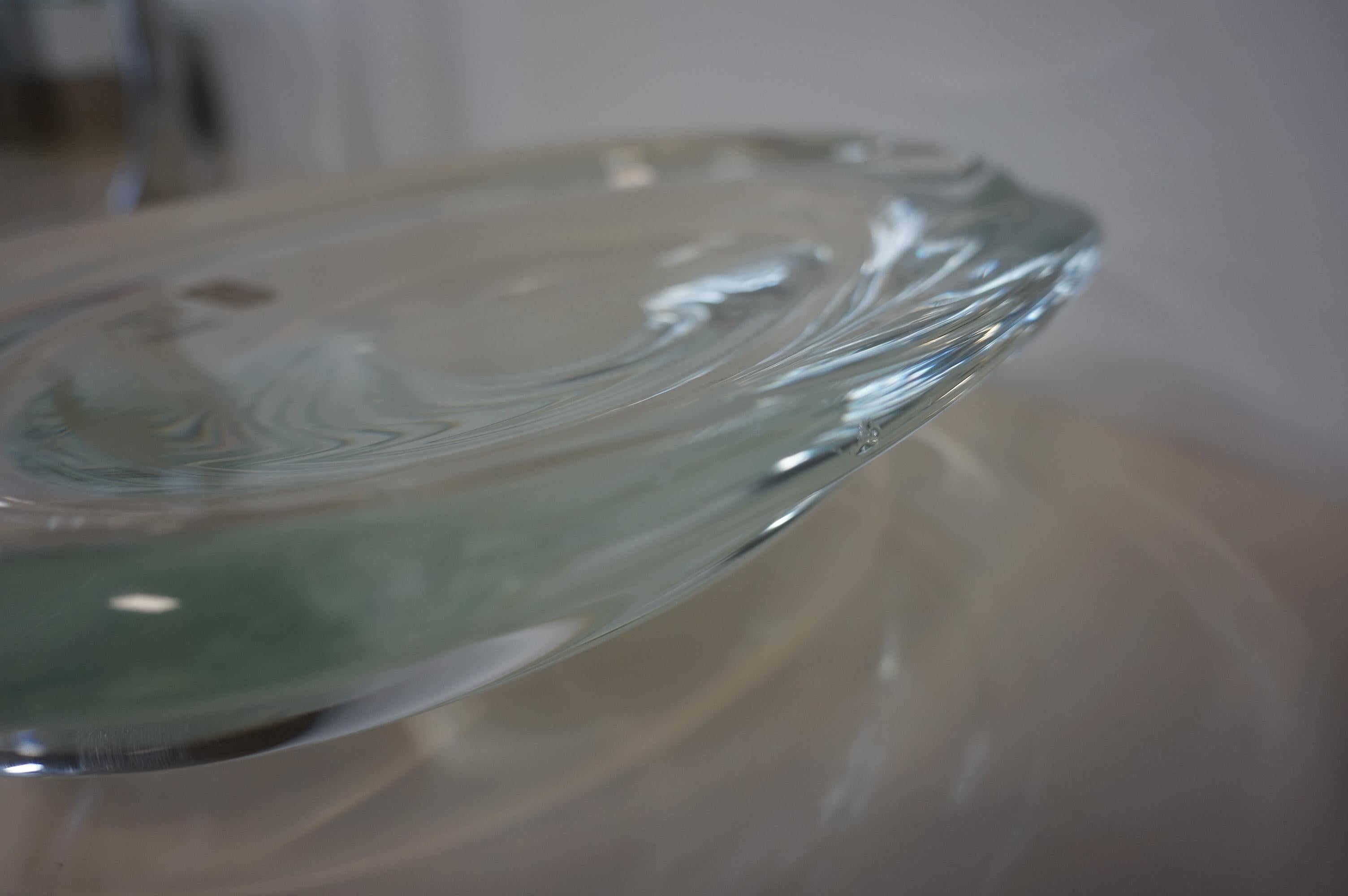 Transparent Clear Murano Art Glass Large Bowl Dish by Zanetti Murano Signed For Sale 2