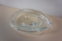 Transparent Clear Murano Art Glass Large Bowl Dish by Zanetti Murano Signed