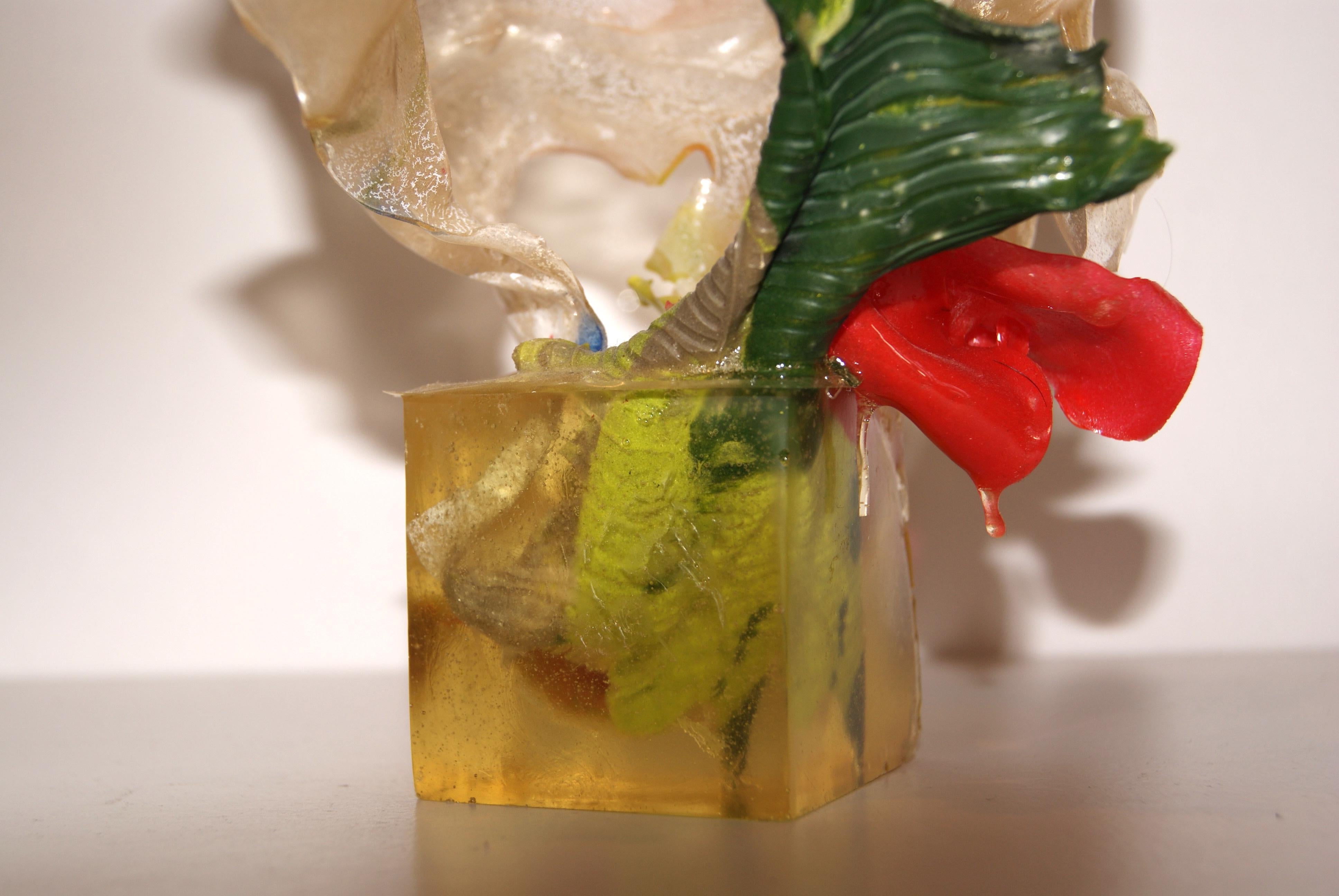 Modern Transparent Clear Sculpture in Resin Cube For Sale