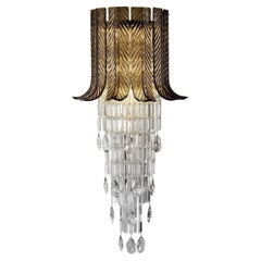 Transparent Crystal and Brown Glass with gold details Wall by Il Paralume Marina