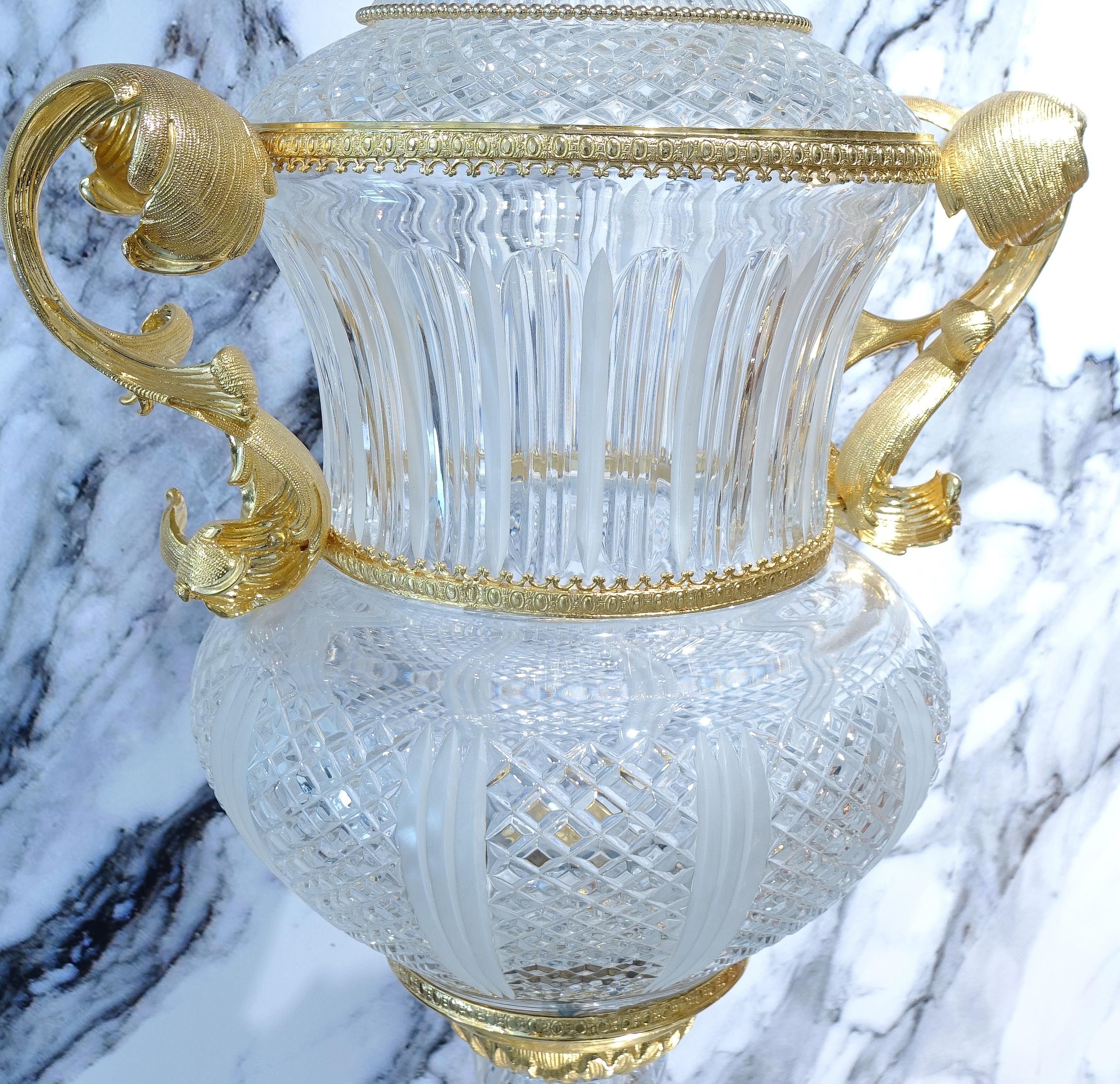 Transparent Crystal Vase Gilded Bronze 6