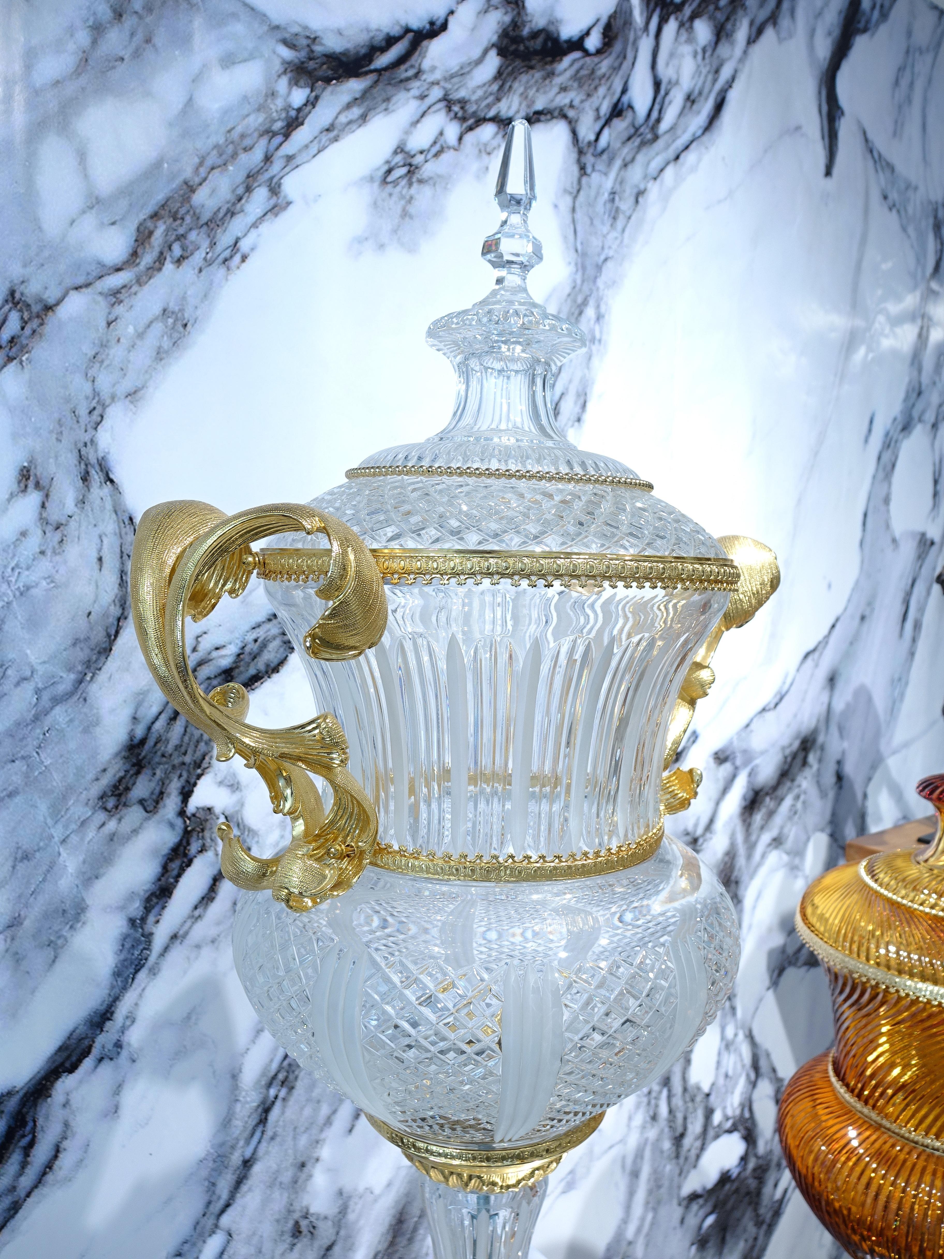 Transparent Crystal Vase Gilded Bronze 7
