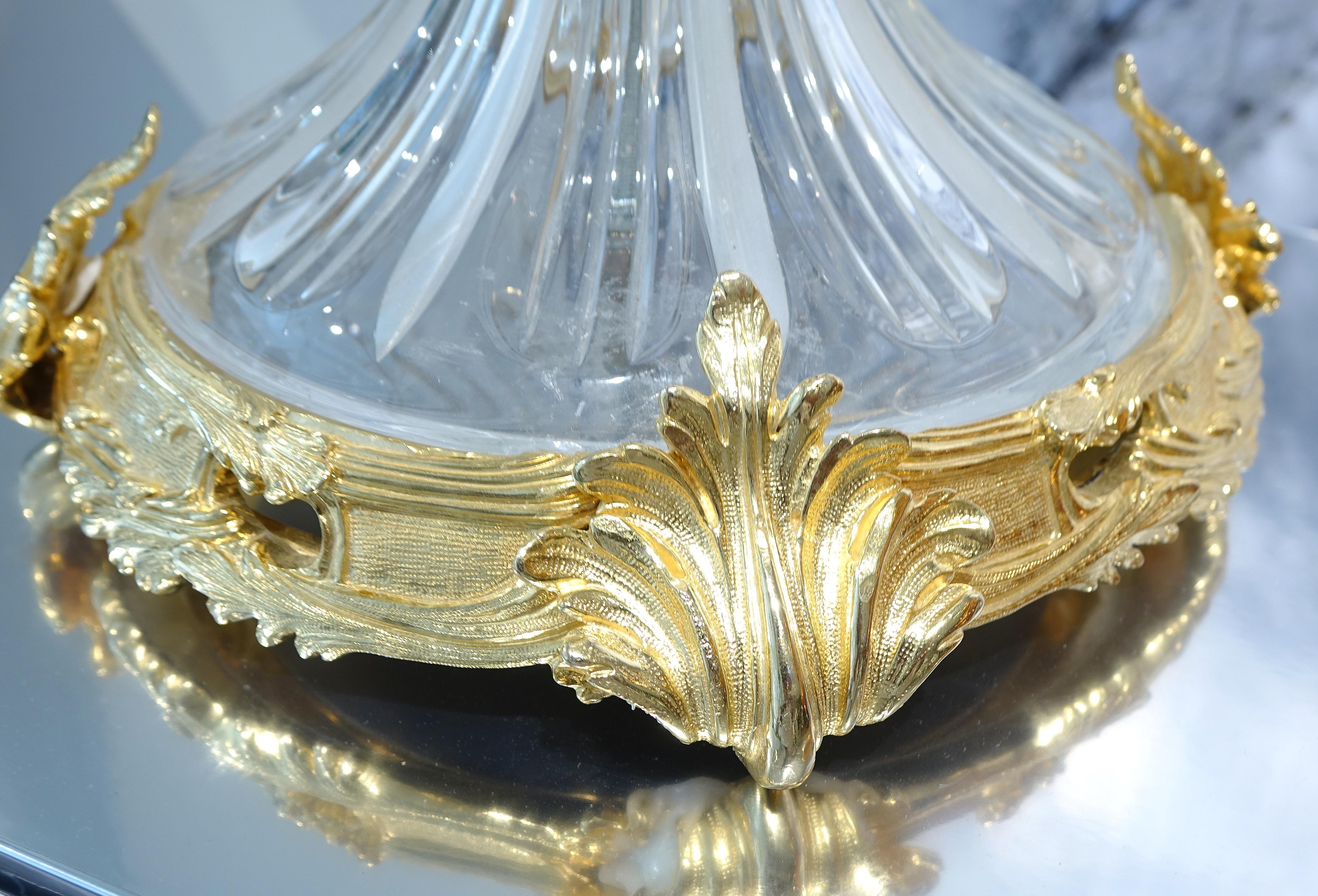 European Transparent Crystal Vase Gilded Bronze