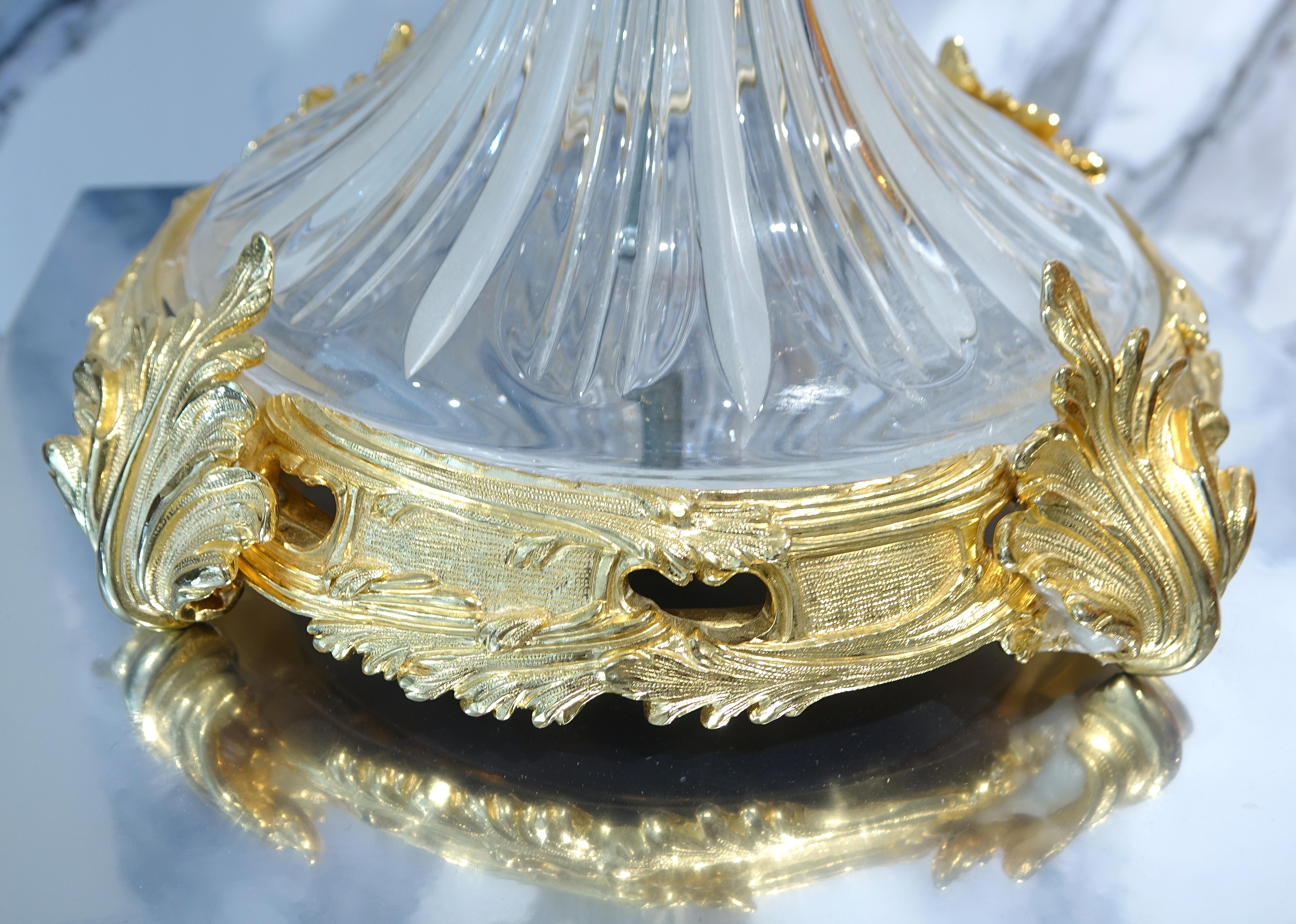 Transparent Crystal Vase Gilded Bronze In New Condition In Milano, IT