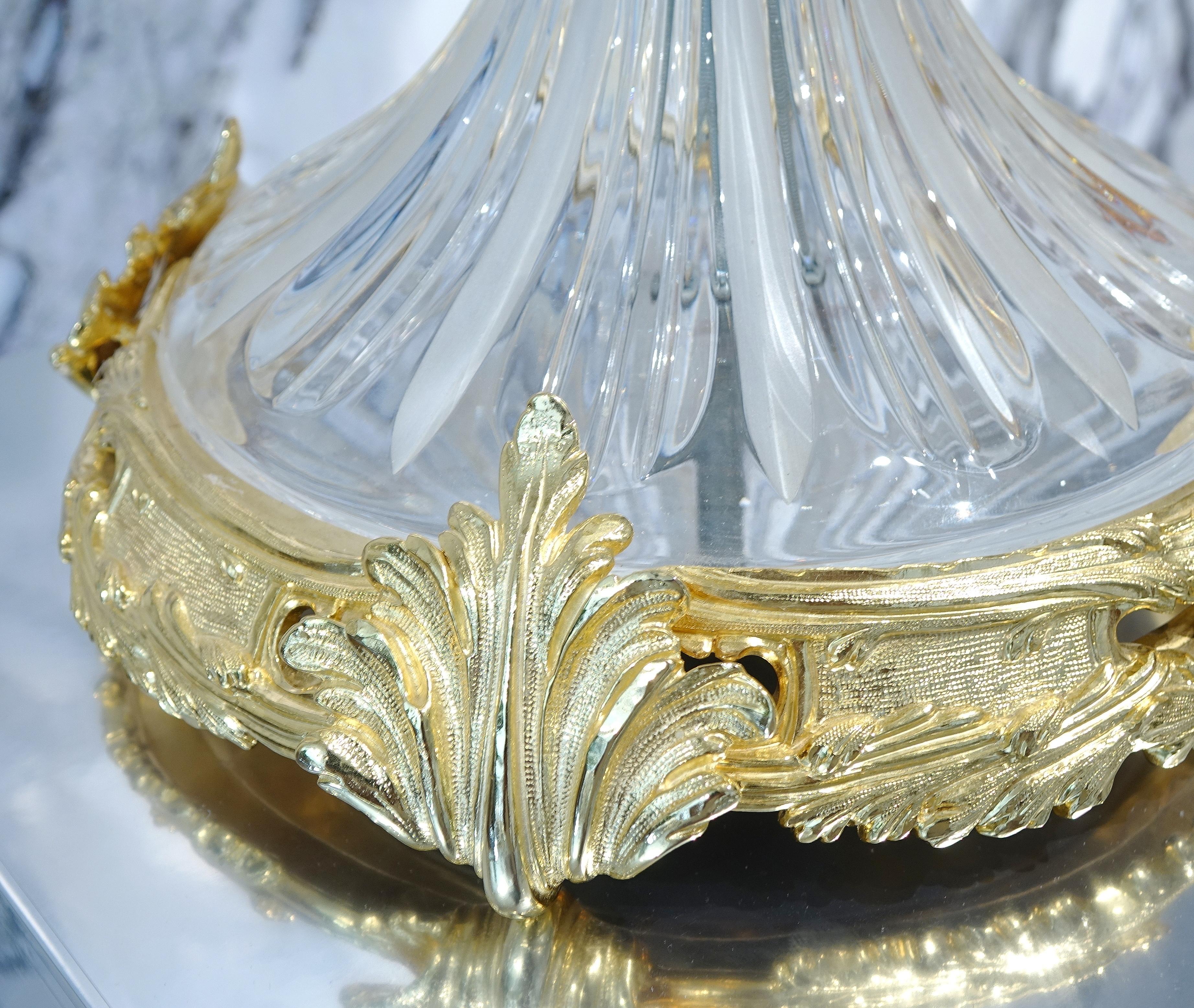 Contemporary Transparent Crystal Vase Gilded Bronze