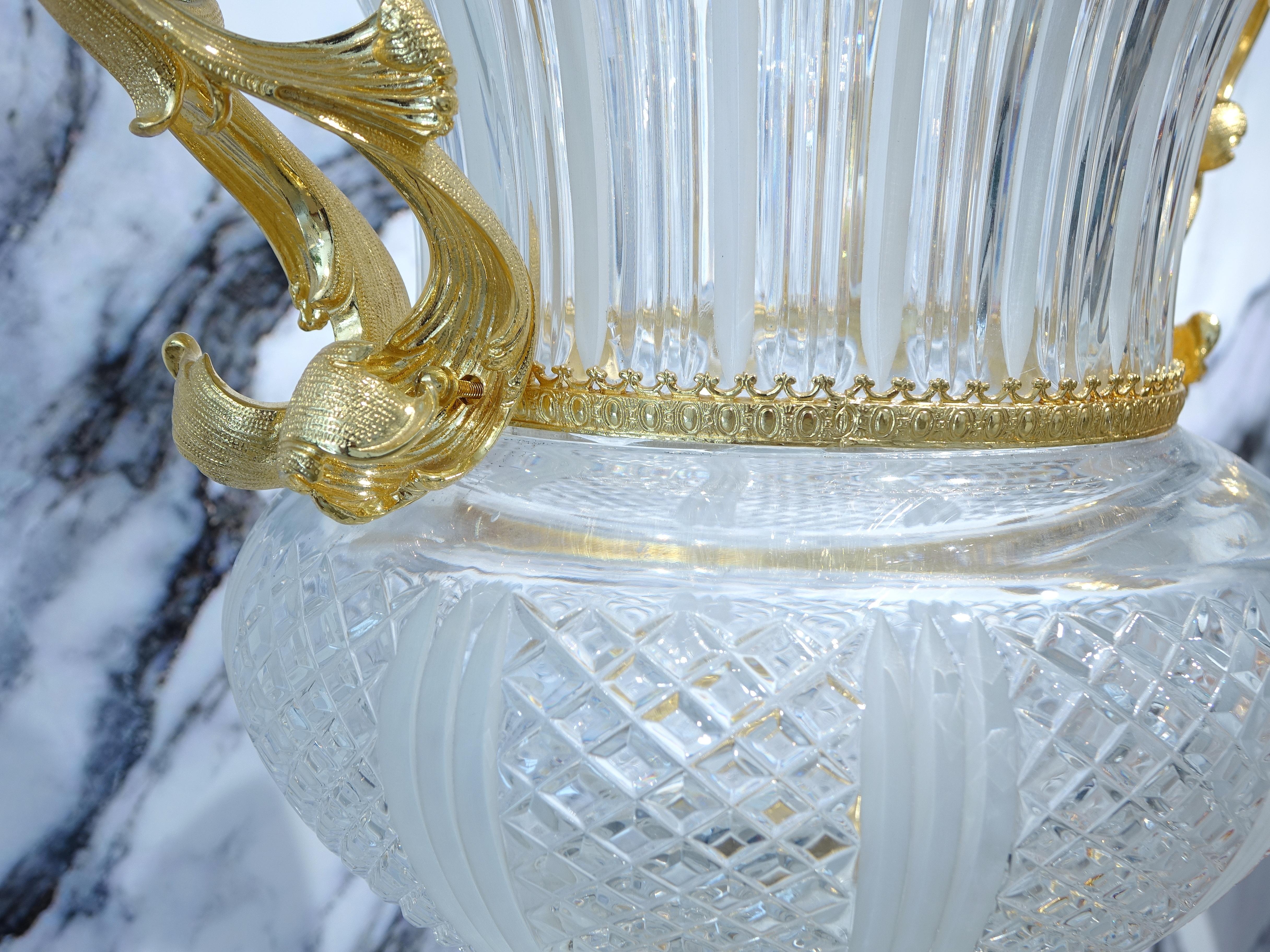 Transparent Crystal Vase Gilded Bronze 3