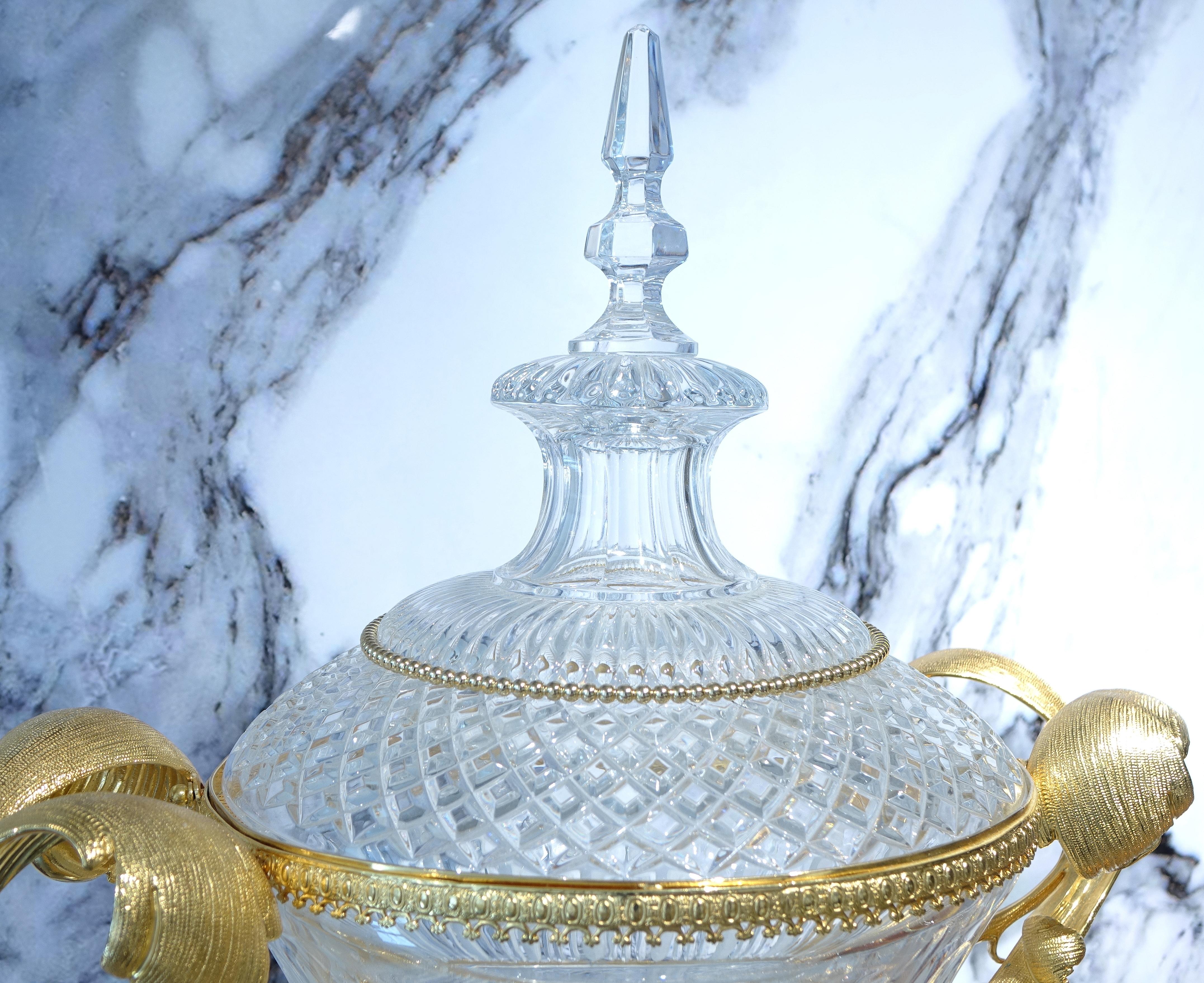 Transparent Crystal Vase Gilded Bronze 4