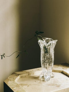Transparent draped glass vase