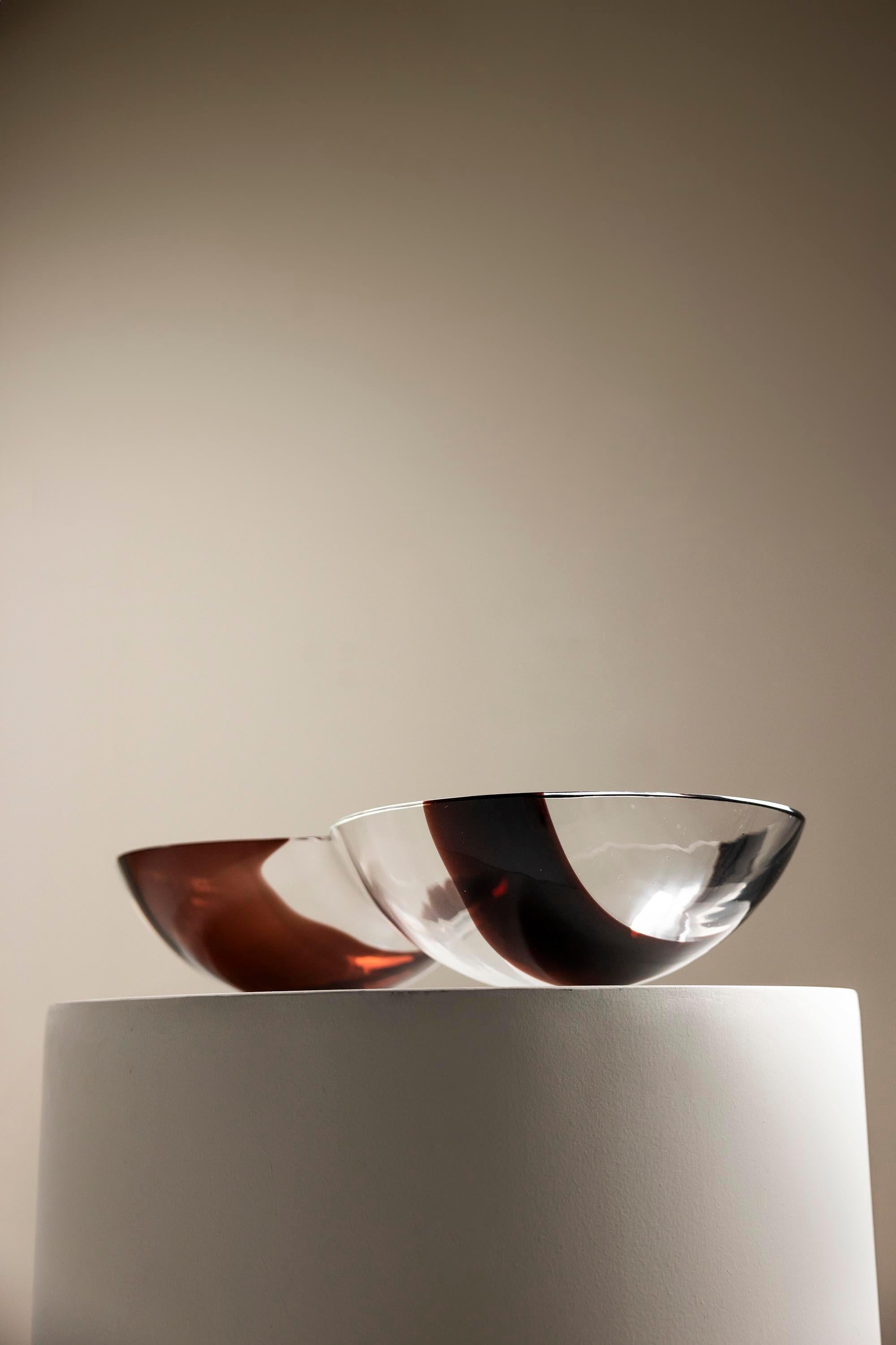 Schale aus transparentem Glas, Mod. S505, Mazzega Catalog n9, Italien 1970er Jahre (Moderne der Mitte des Jahrhunderts) im Angebot