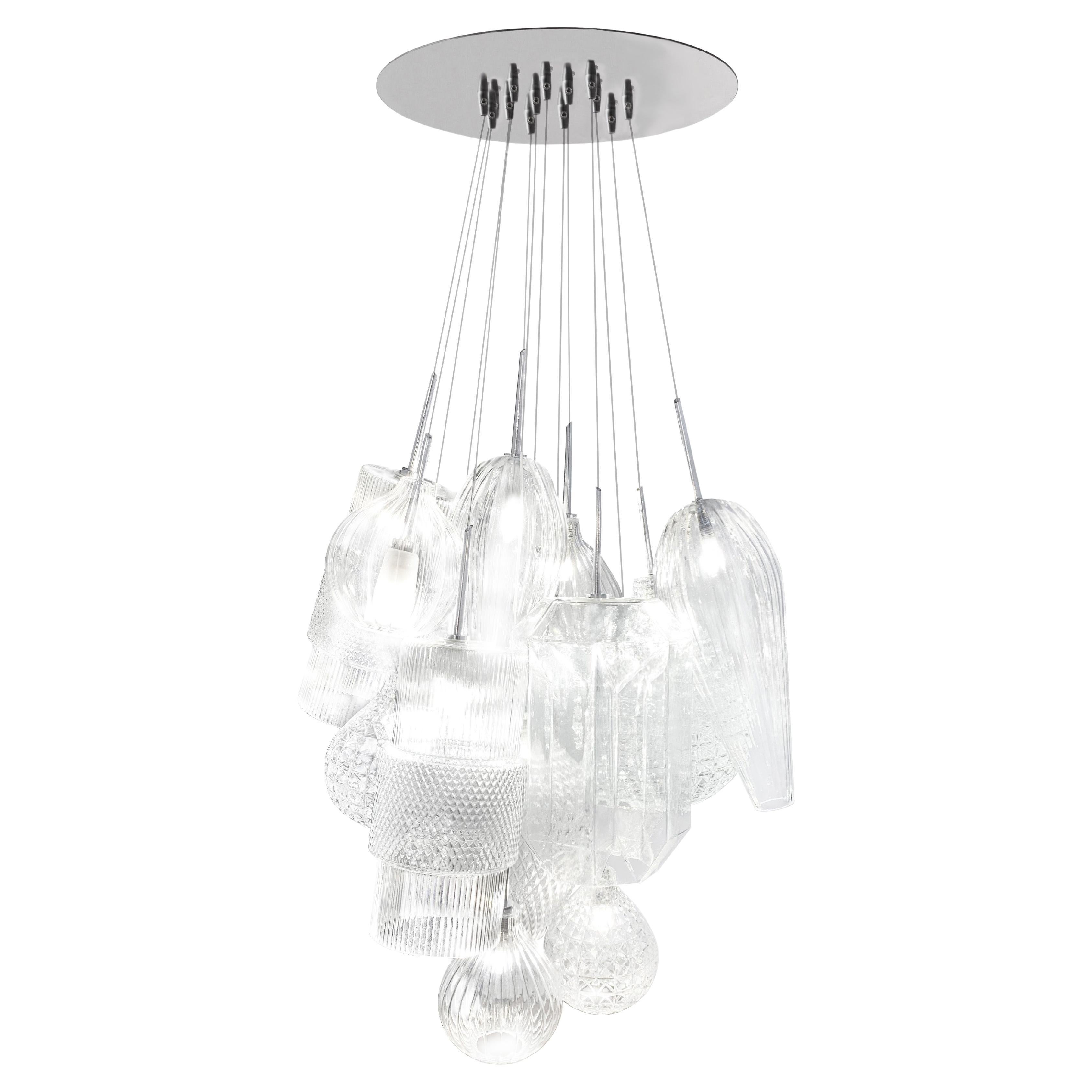 Création d'un lustre en verre transparent par Concept Verre en vente