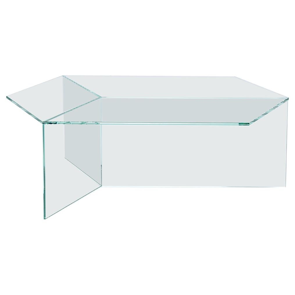 Couchtisch „Isom Oblong“ aus transparentem Glas, Sebastian Scherer im Angebot