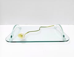 Transparent Glass Tray in the style of Fontana Arte, Italy 1980s