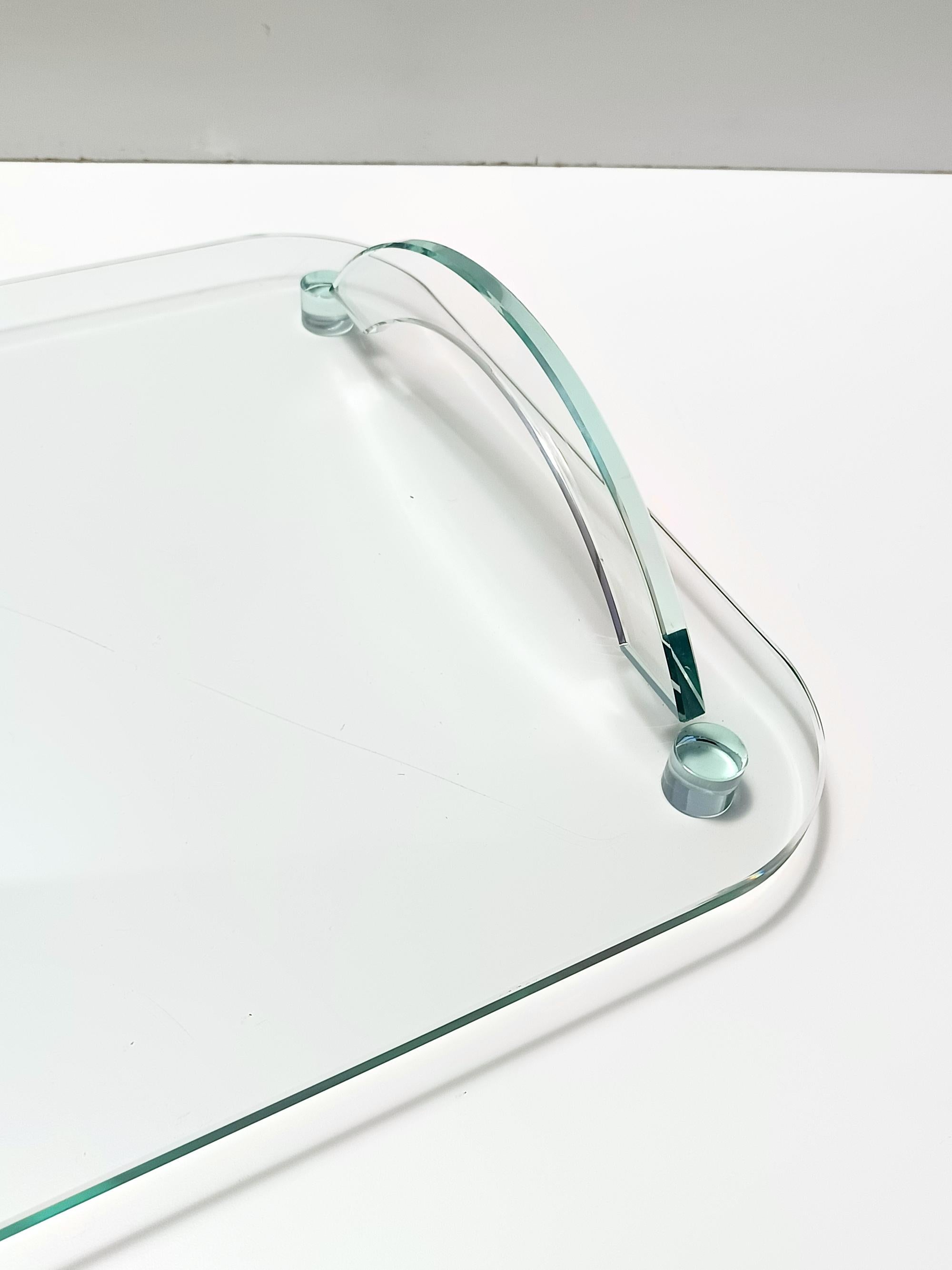 Bandeja de cristal transparente al estilo de Fontana Arte, Italia Años 80 en venta 1