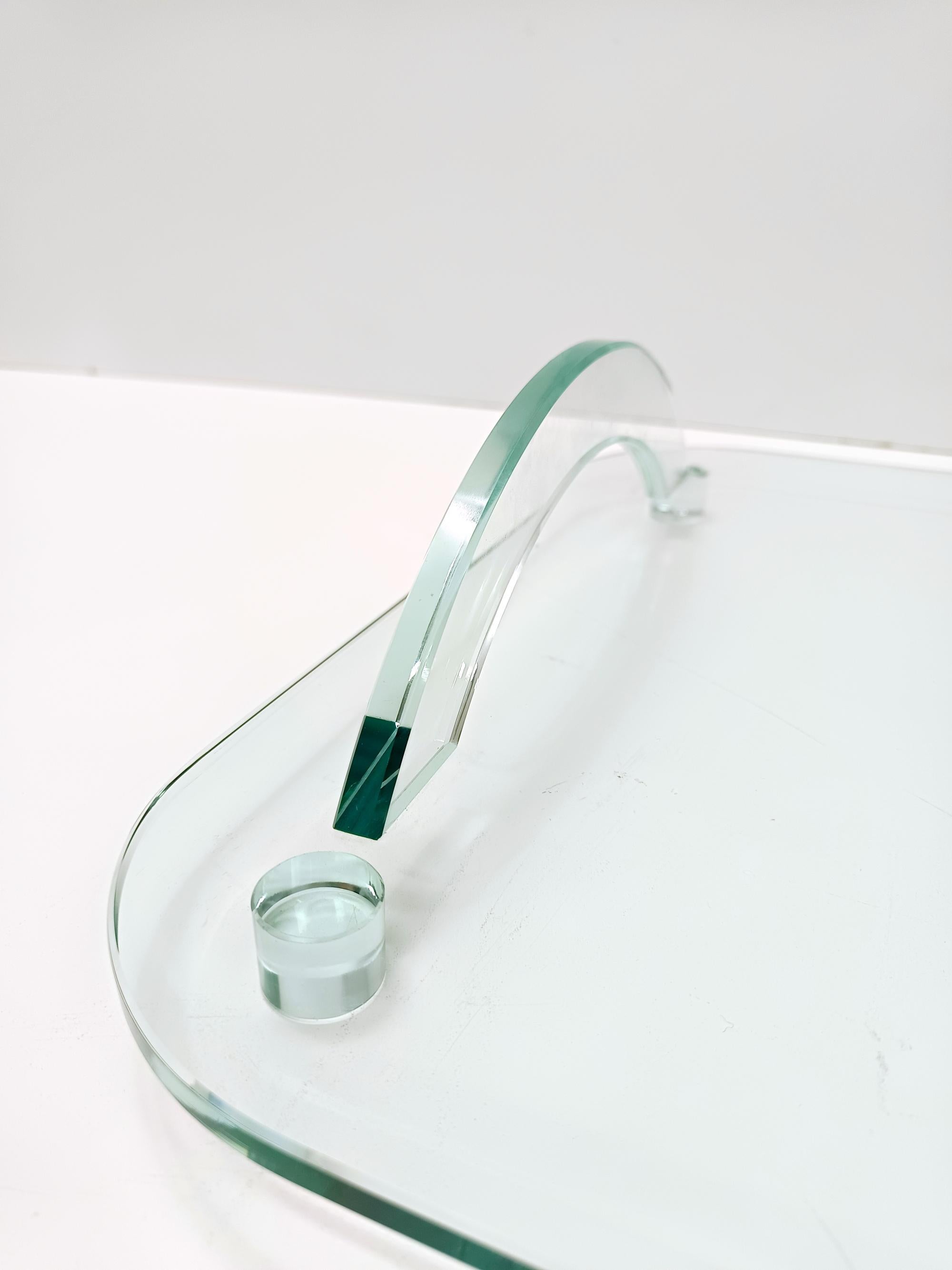 Bandeja de cristal transparente al estilo de Fontana Arte, Italia Años 80 en venta 2