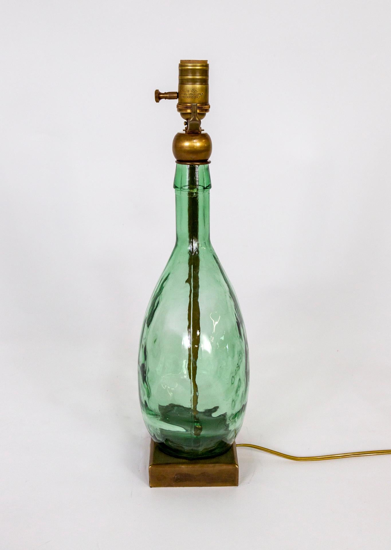 green bottle lamp