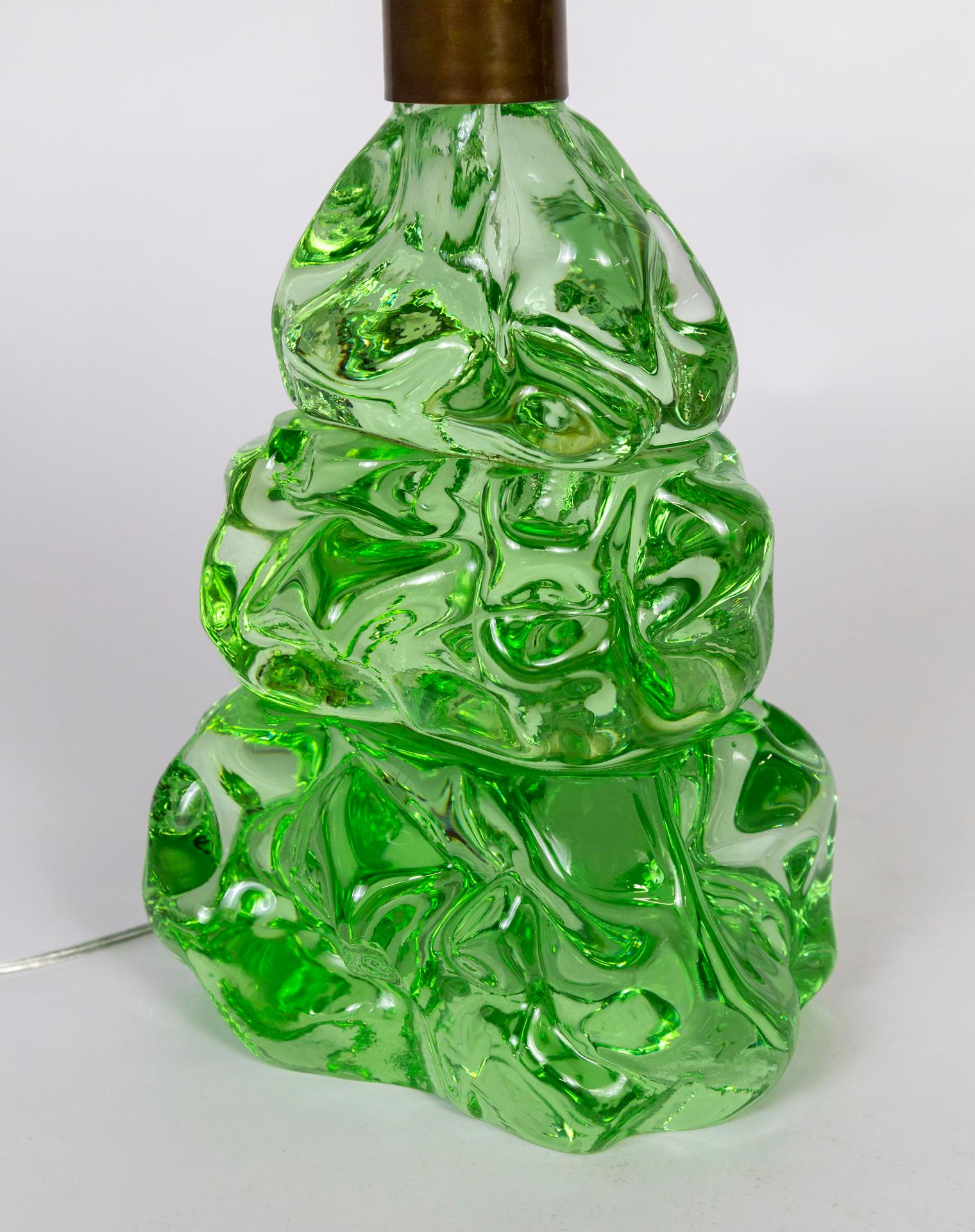 Transparent Green Glass Organic Form Lamp For Sale 8