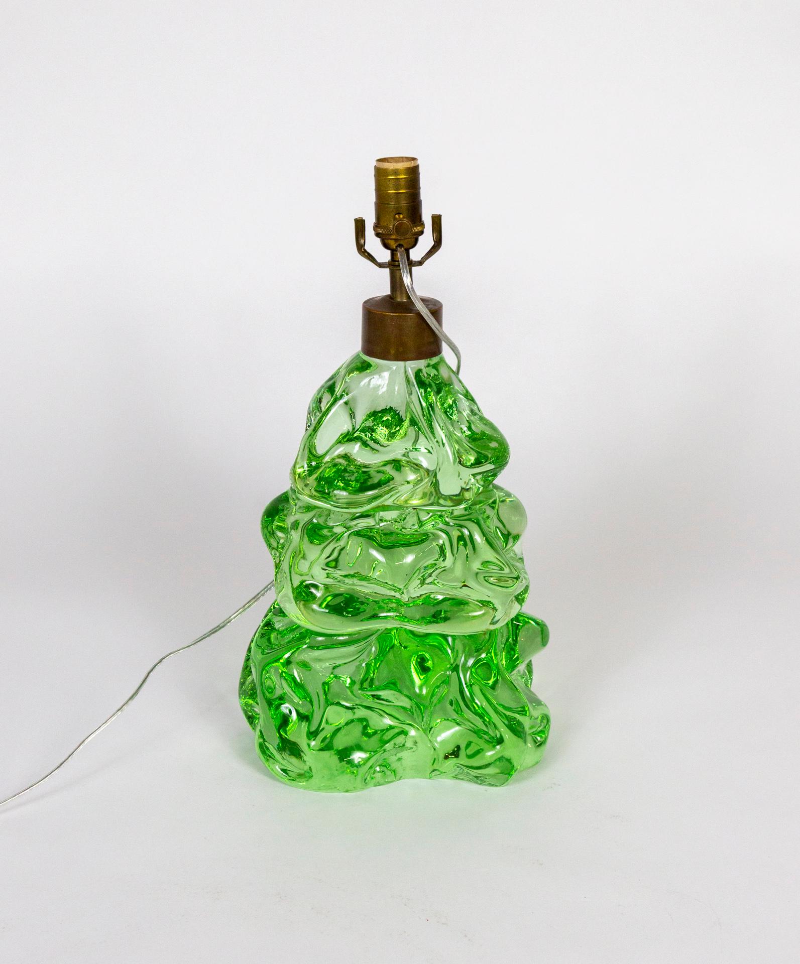 Transparent Green Glass Organic Form Lamp In Good Condition For Sale In San Francisco, CA