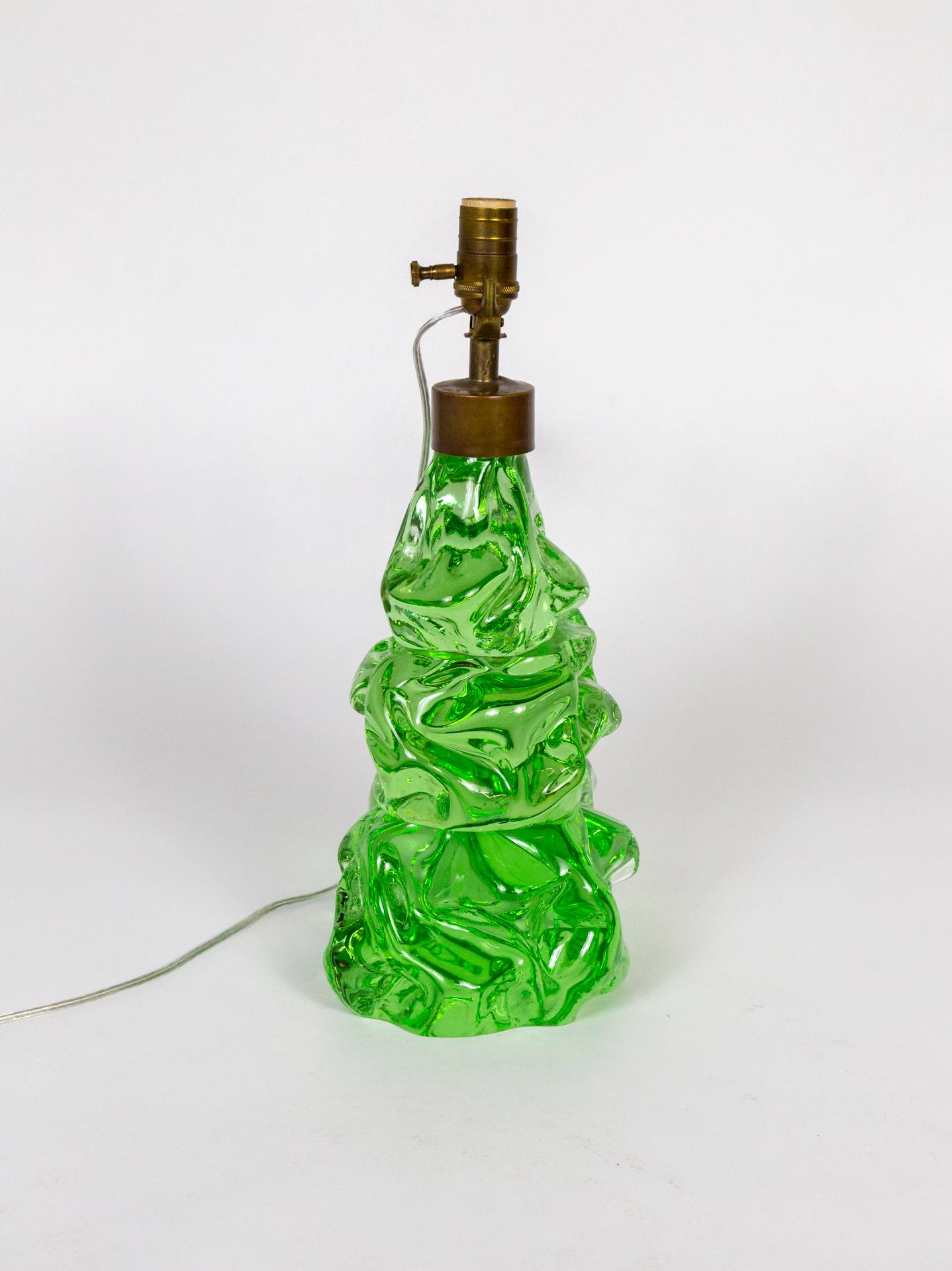 Transparent Green Glass Organic Form Lamp For Sale 1