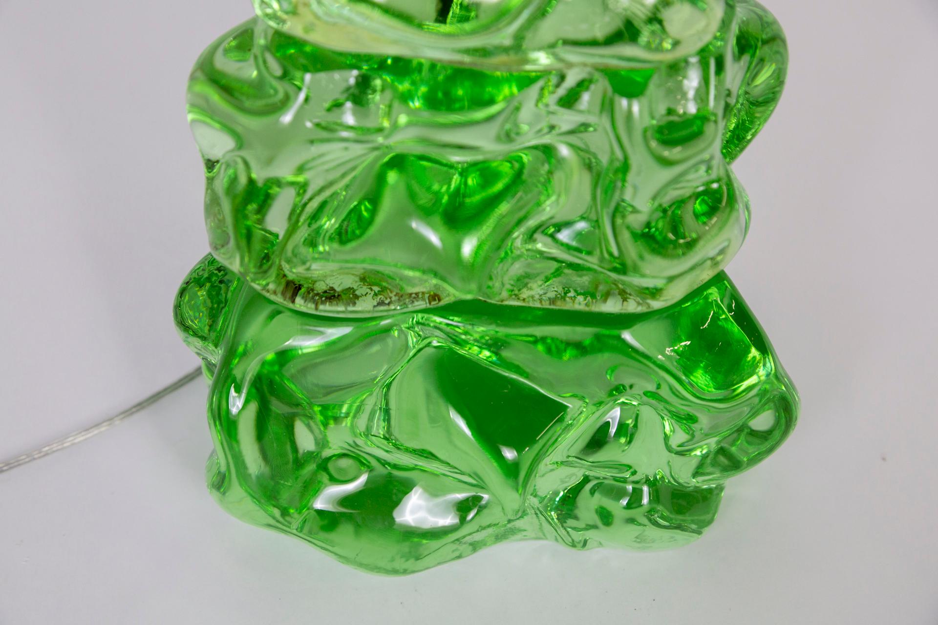 Transparent Green Glass Organic Form Lamp For Sale 3