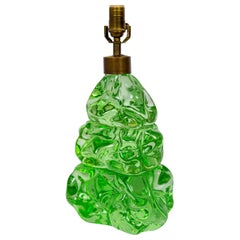 Transparent Green Glass Organic Form Lamp