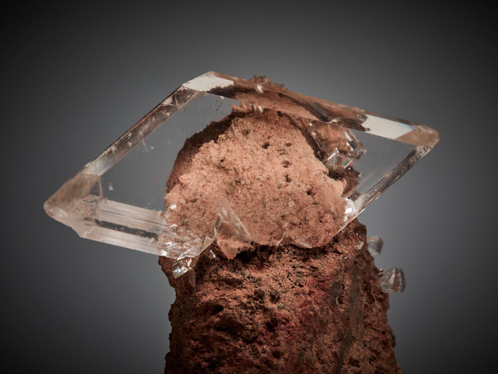 Transparent Gypsum (Selenite) Crystal on Matrix en vente 2