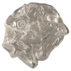 Vintage Transparent Heavy Crystal Trinket Bowl - Ashtray with Shells by Jolanda Prinsen