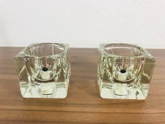 Transparent Ice Glass Cube Table Lamps by Peill & Putzler, 1970s, Set
