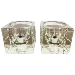 Transparent Ice Glass Cube Table Lamps by Peill & Putzler, 1970s, Set