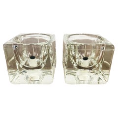 Transparent Ice Glass Cube Table Lamps by Peill & Putzler, 1970s, Set