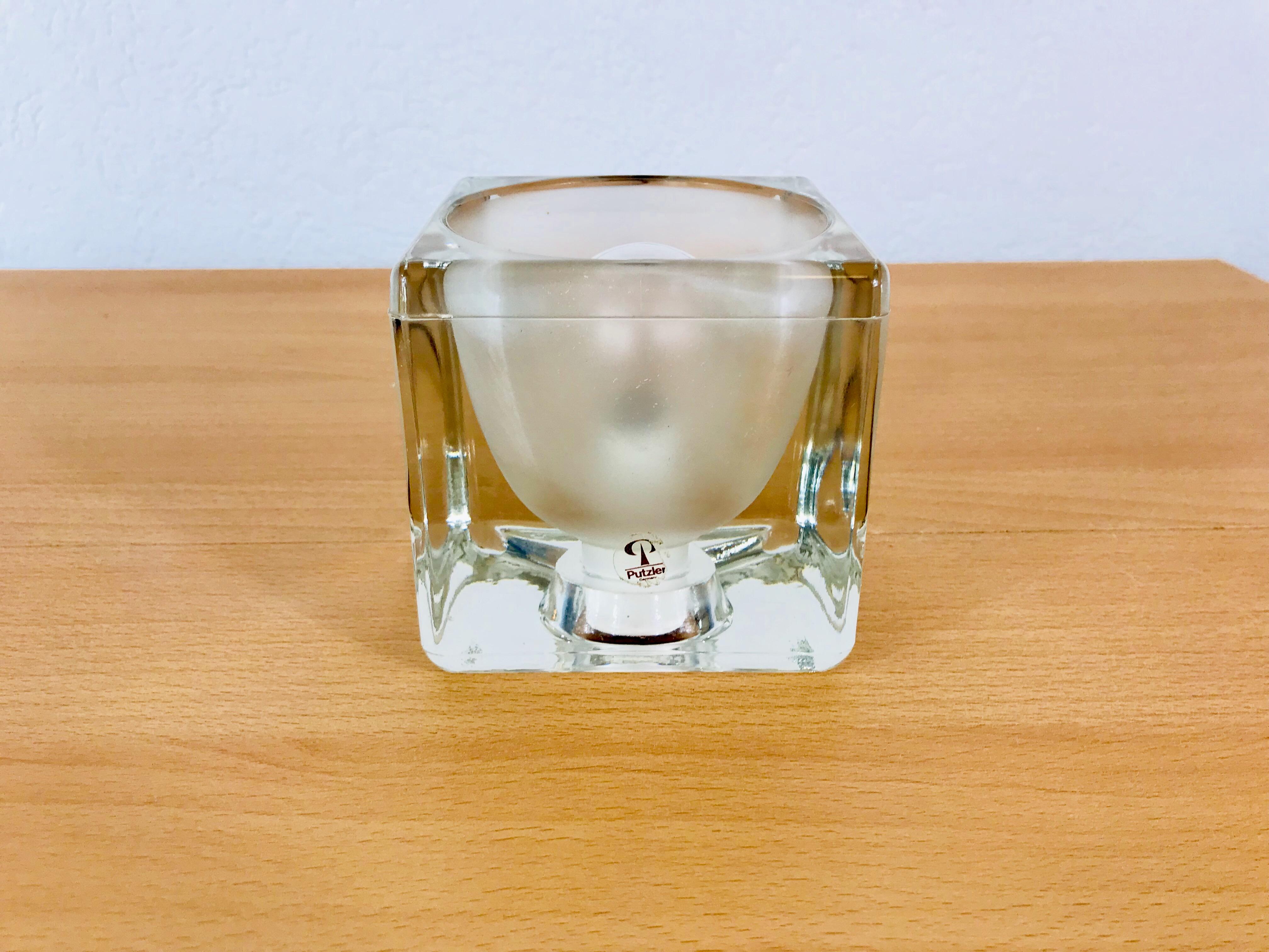 Mid-Century Modern Transparent Iceglass Cube Table Lamps by Peill & Putzler, 1970s, Set