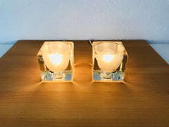 Transparent Ice Glass Cube Table Lamps by Peill & Putzler, 1970s, Set