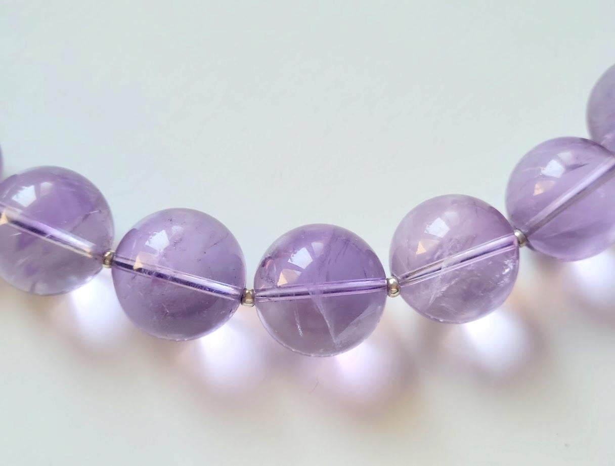 Bead Transparent Lavender Amethyst Necklace For Sale