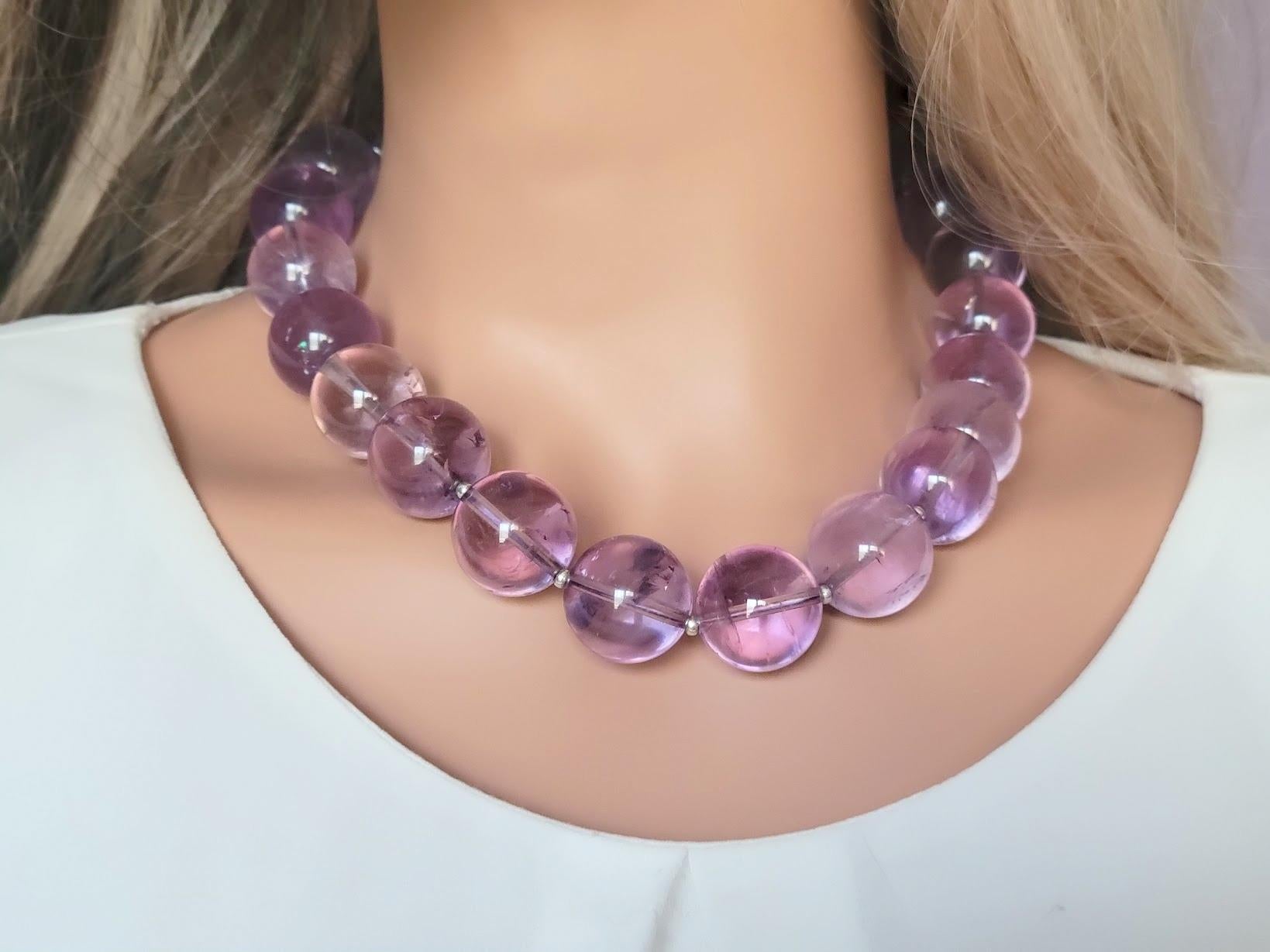Transparente Lavendel-Amethyst-Halskette im Angebot 1