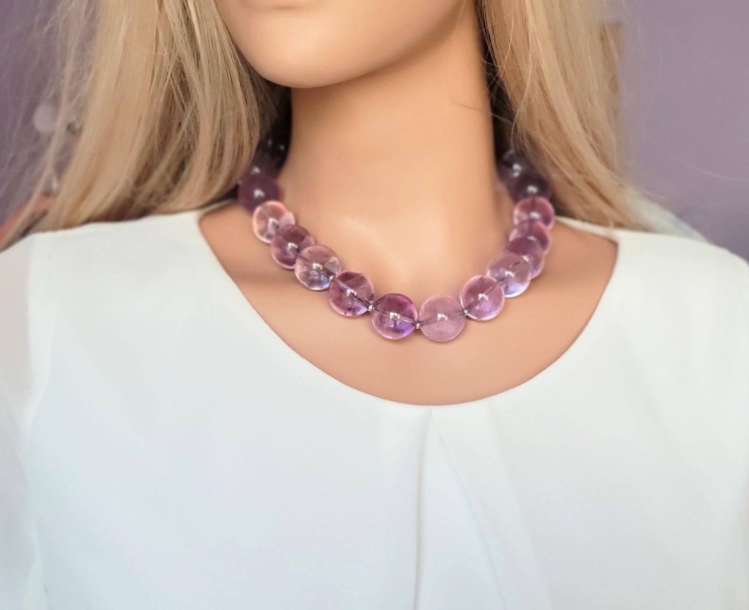 Transparente Lavendel-Amethyst-Halskette im Angebot 3