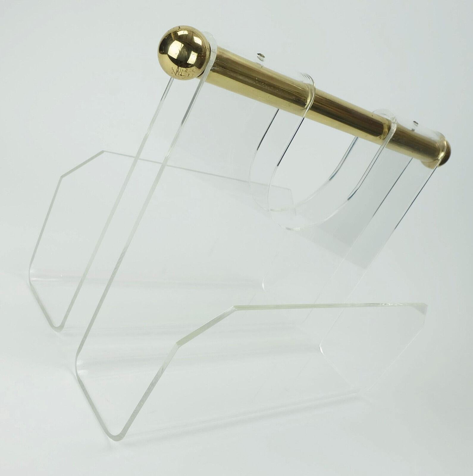 Late 20th Century transparent lucite acrylic MAGAZINE RACK 1970s 1980s space age For Sale