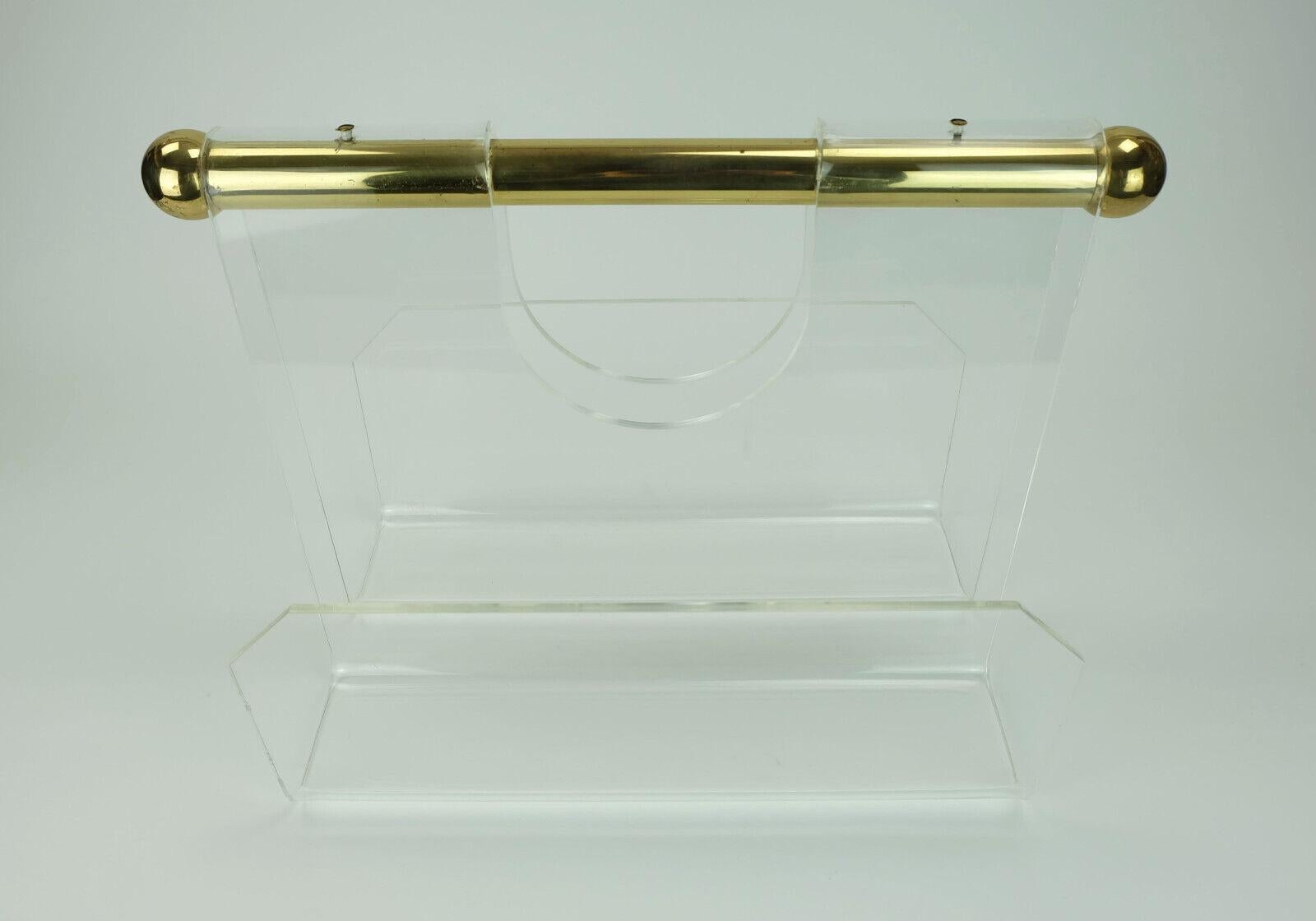 transparent lucite acrylic MAGAZINE RACK 1970s 1980s space age For Sale 1