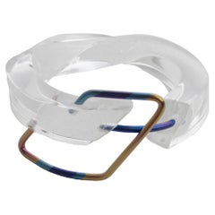 Transparent Lucite Plexiglass Bangle Bracelet with Anodized Aluminum Belt Buckle