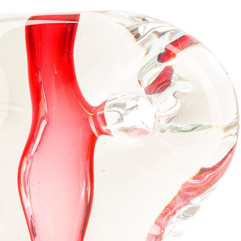 Glass object. Transparent Mask with Pink Nose In Excellent Condition For Sale In Amsterdam, NL