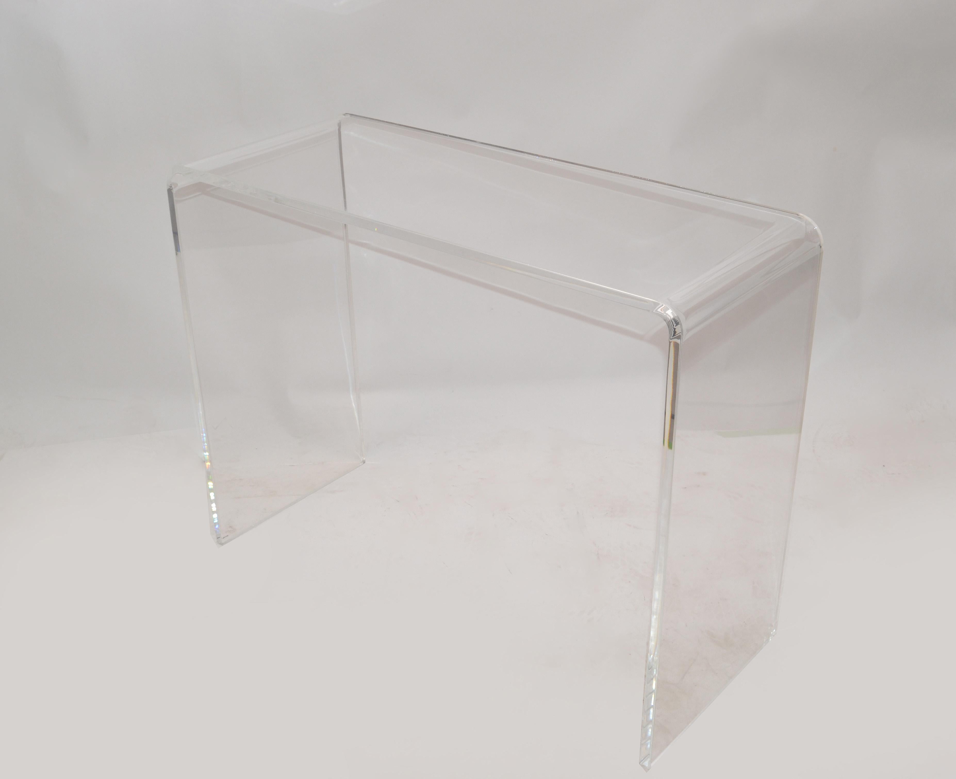 20th Century Transparent Mid-Century Modern Waterfall Lucite Console Table Hallway Table 1970