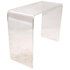 Transparent Mid-Century Modern Waterfall Lucite Console Table Hallway Table 1970