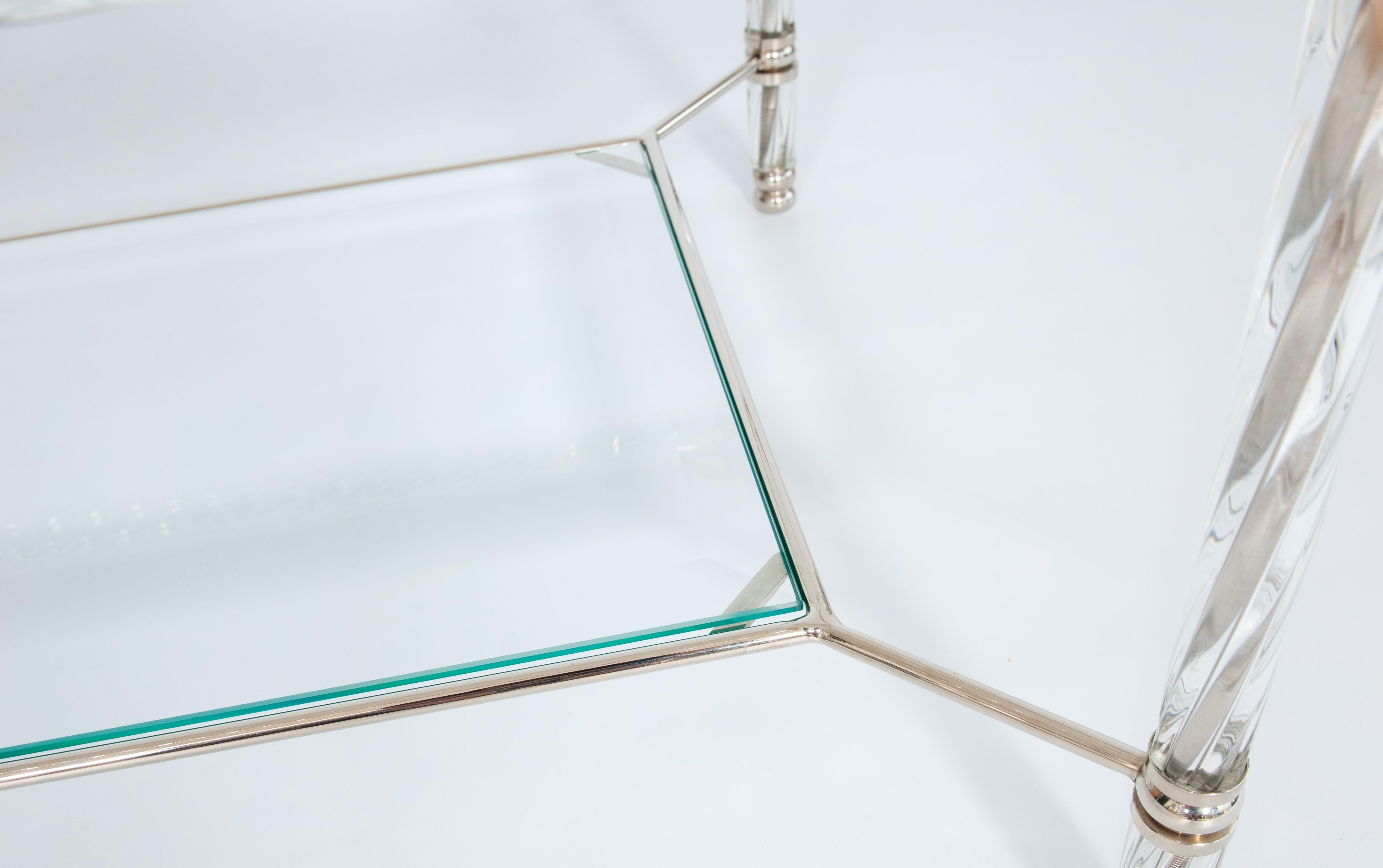 Mesa de centro de cristal de Murano transparente y cromo de Giovanni Dalla Fina, años 70 en venta 4