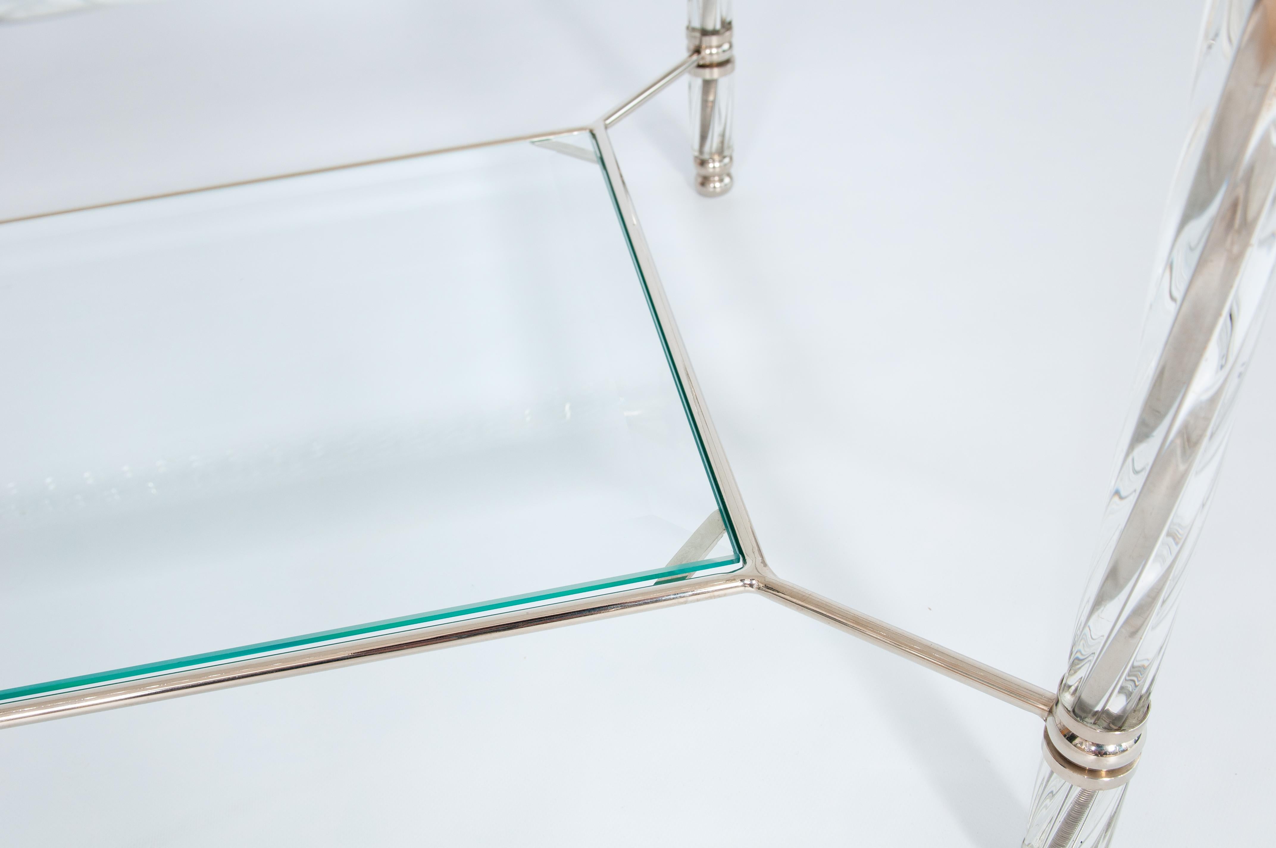 Mesa de centro de cristal de Murano transparente y cromo de Giovanni Dalla Fina, años 70 en venta 5